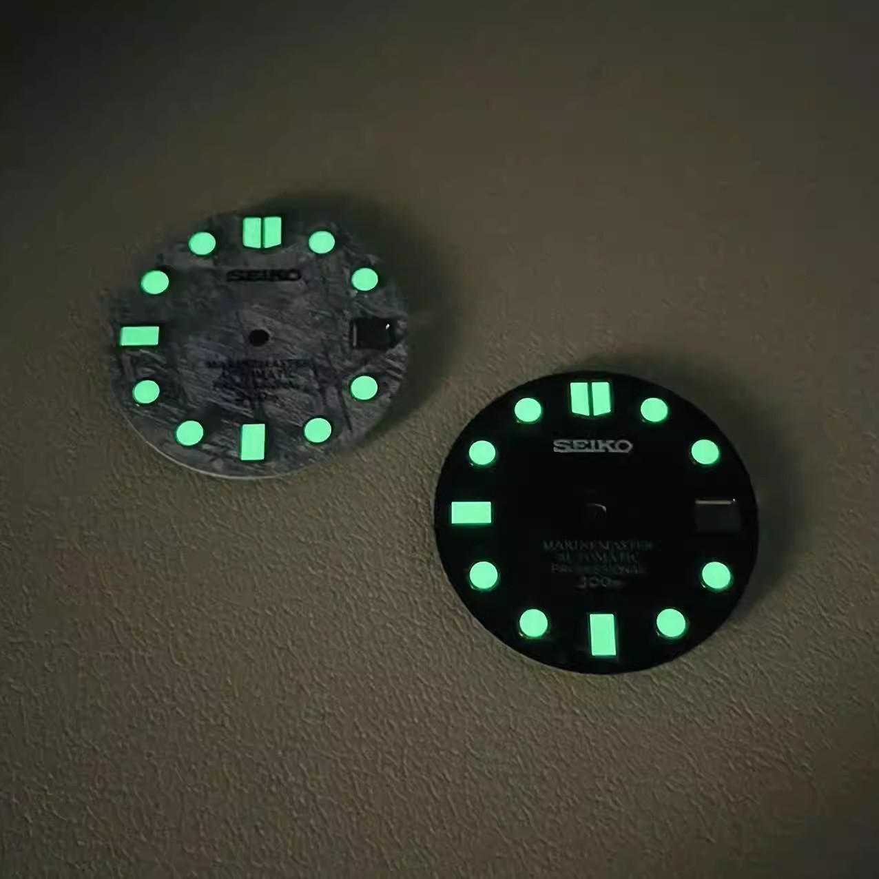 28.5mm Watch Dial Green Luminous For Seiko NH35 NH36 Movement Meteorite Pattern