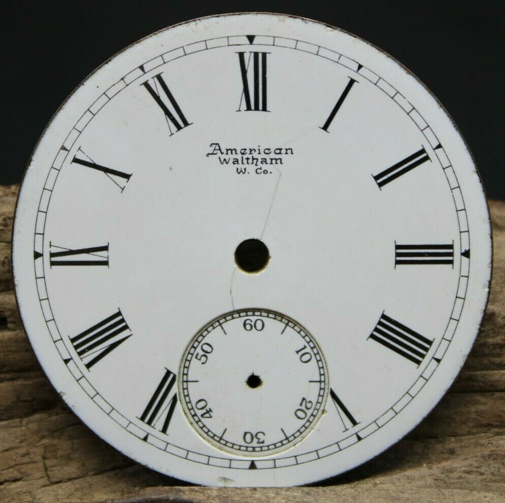 WALTHAM AMERICAN WATCH Co. PORCELAIN POCKET WATCH DIAL FACE 45.7mm (L2O2)