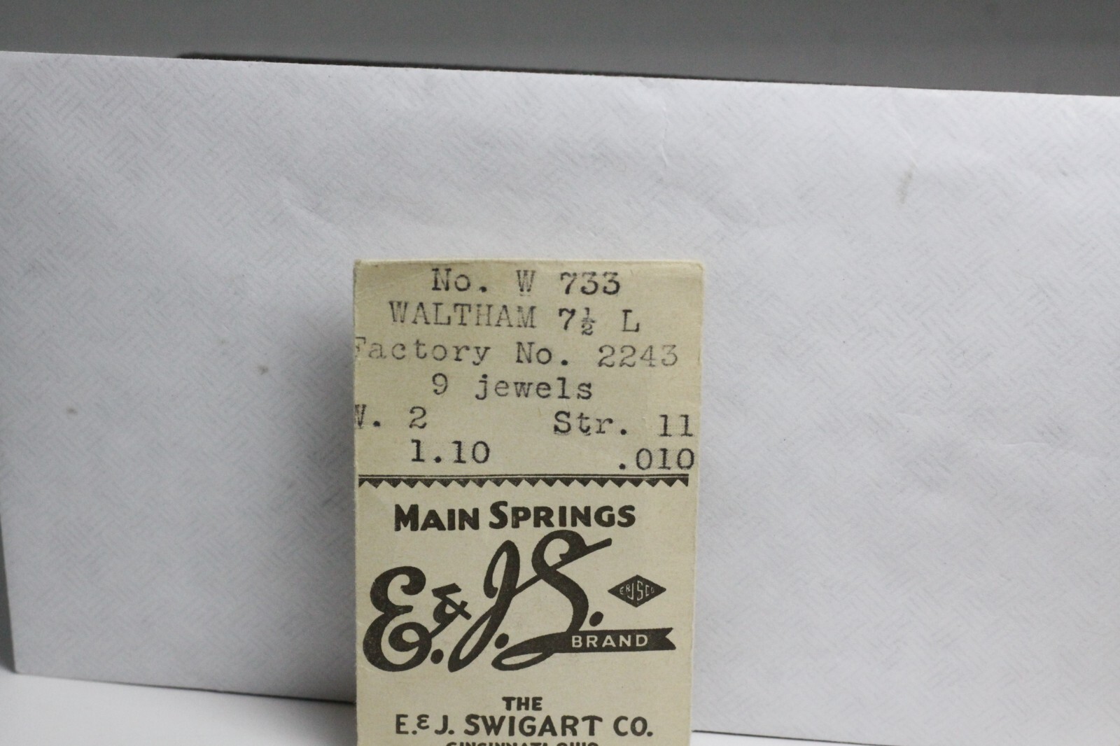 E& JS MAINSPRING #733 FOR WALTHAM 71/2L FACTORY 2243 24V