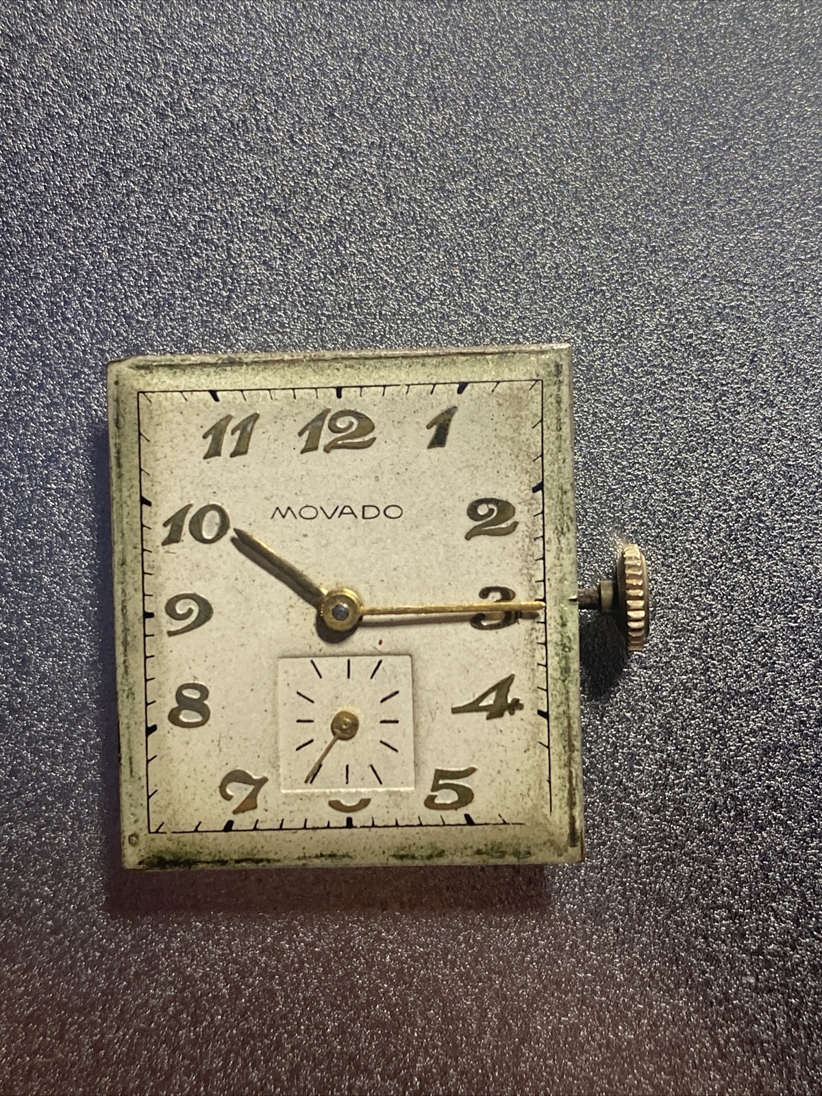 Vintage Movado 15 Jewel Watch Movement With Dial & Hand Set With Sub Seconds