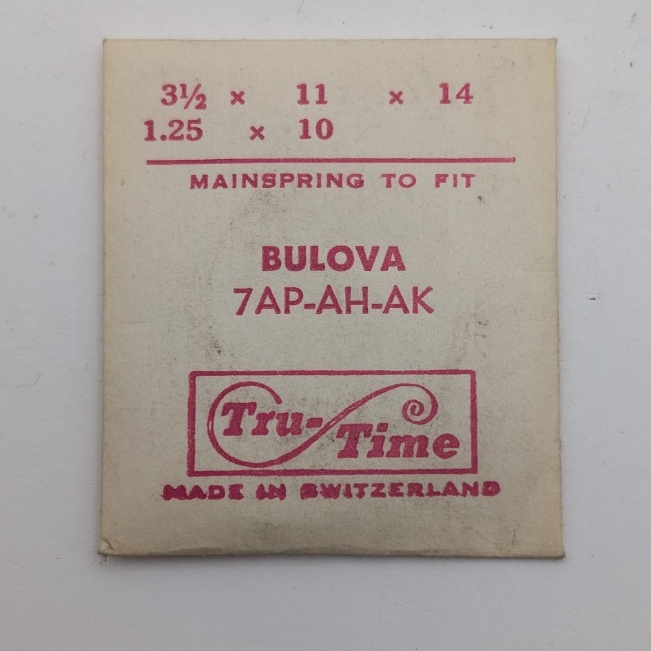 Tru-Time Mainspring for Bulova 7AP 7AH 7AK 3.5x11x14 1.25×10 Swiss Made