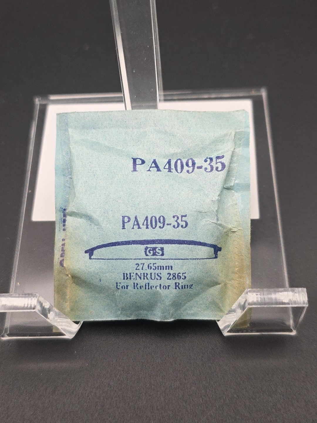 G-S Watch Crystal PA409-35 27.65mm Benrus 2865 For Reflector Ring