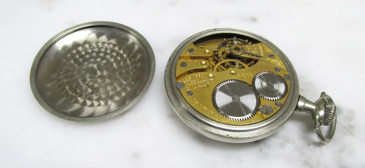 Antique 1914 Hampden Pocket Watch w/ Oresilver Case; 49mm ~ 7J ~ 4-E352