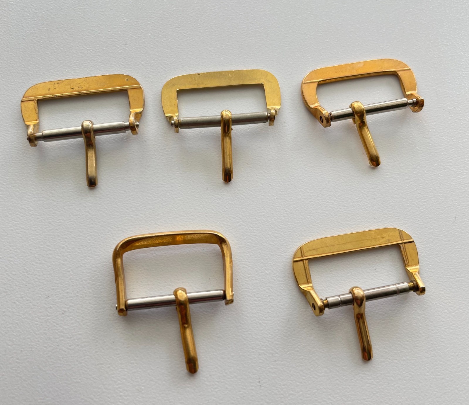 5pc Vintage Gold Plate Watch Buckle Clasp Lot Strap Parts Repair Replacement