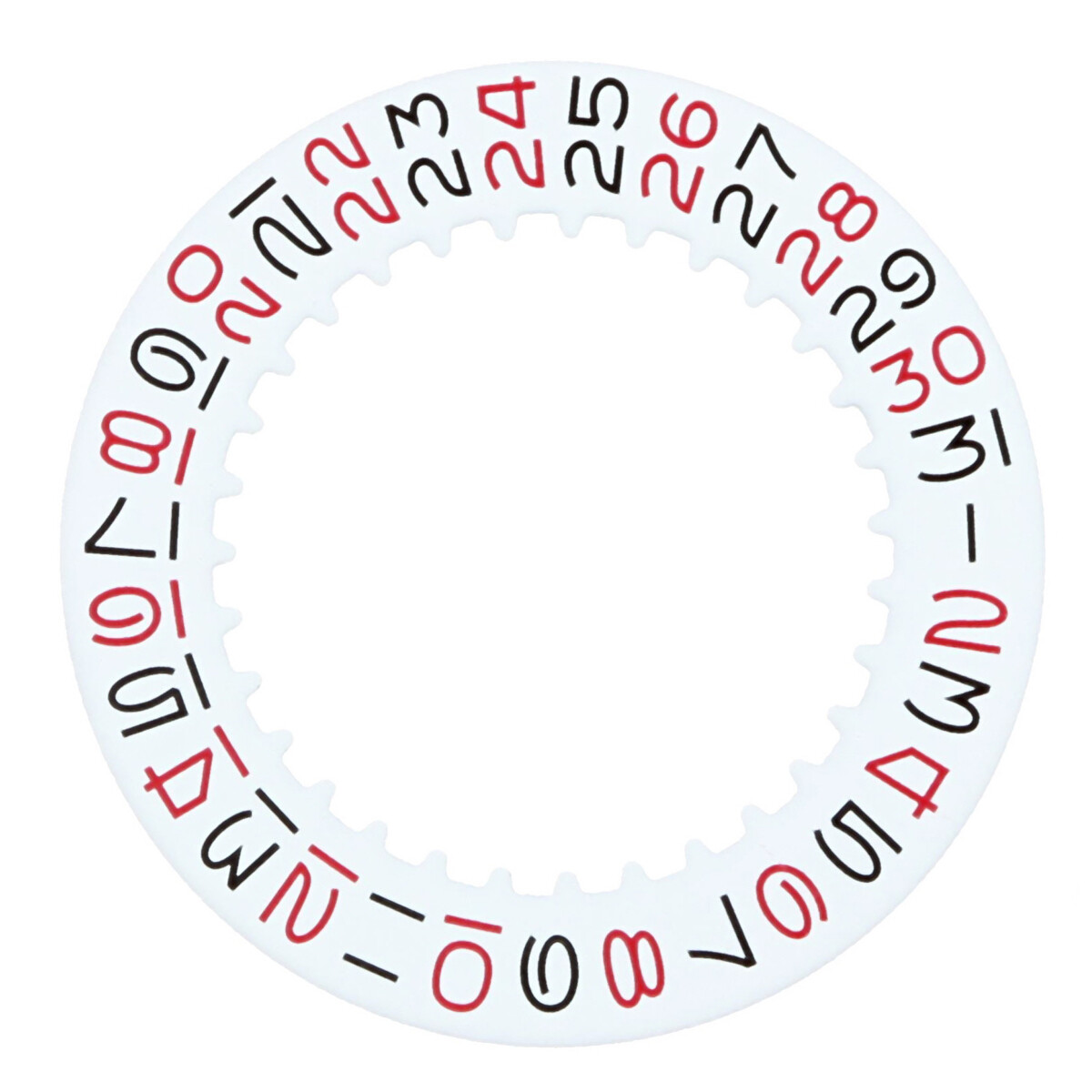 DATE DISC FOR ROLEX ROULETE DATE 1601,1602, 1603 MOVEMENT 1530-1570 RED/BLACK