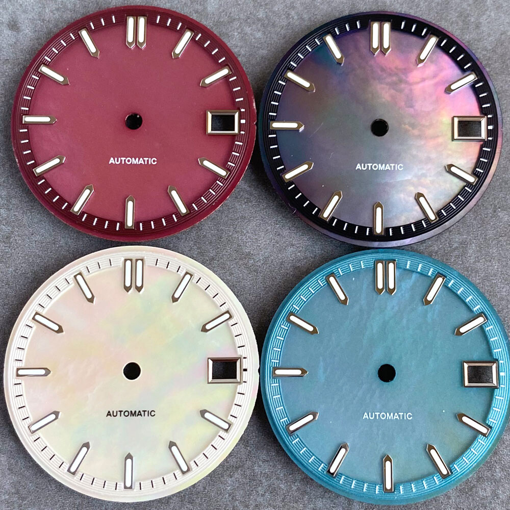 29mm Mother-of-Pearl Green Luminous Watch Dial For NH35A NH36 Watch Accessories
