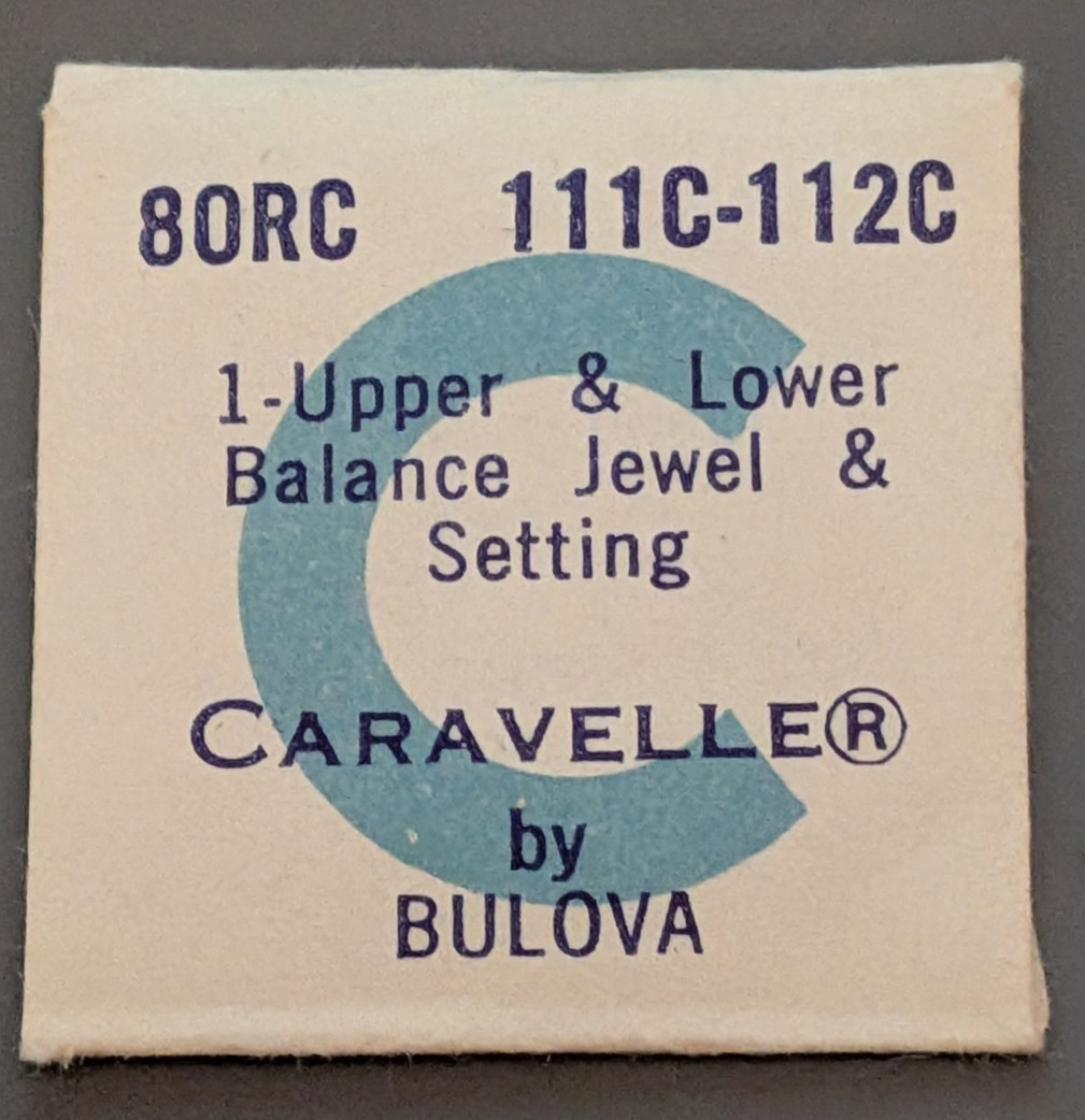 Bulova Caravelle Cal. 80RC Upper & Lower Balance Jewel & Setting Part# 111C 112C