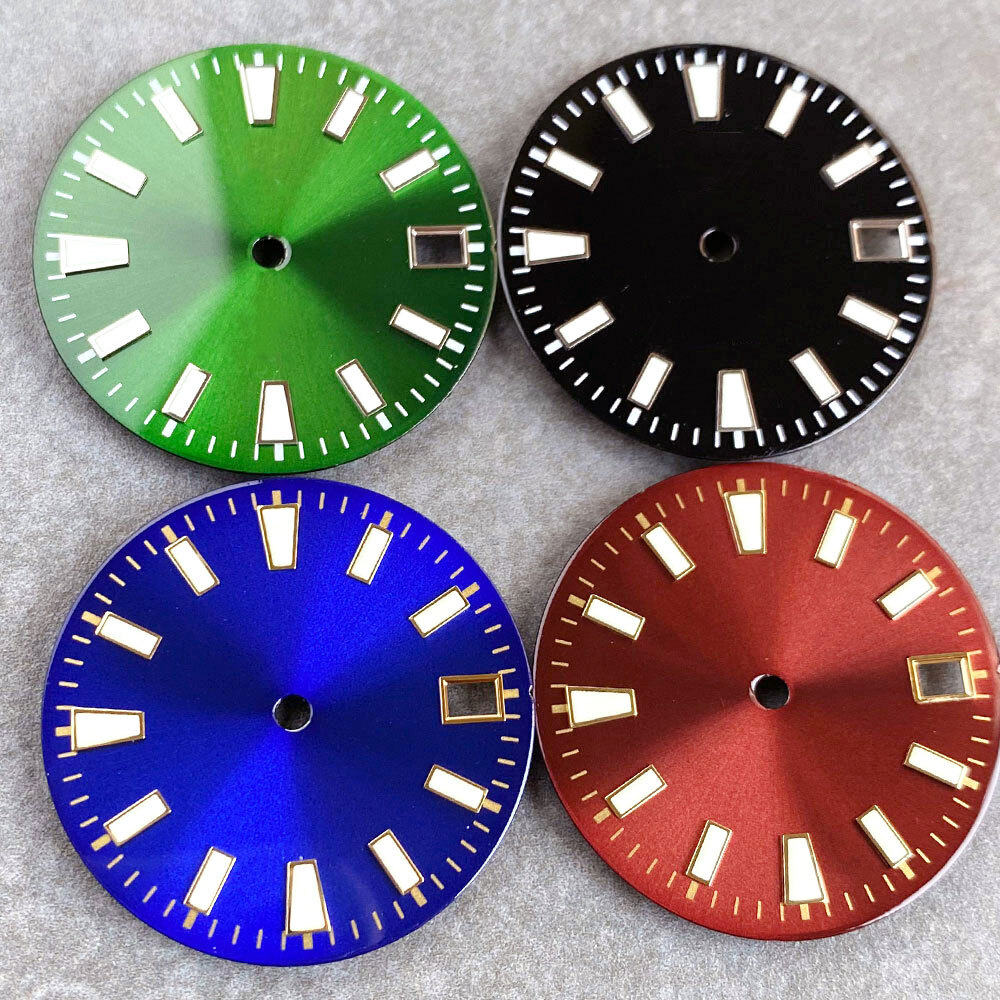 29mm Watch Dial Face Luminous Fit NH35 NH35A NH36A Sunburst Green Black Blue