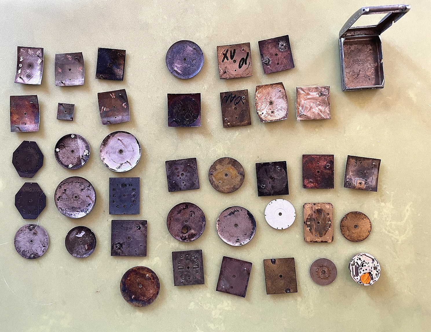 Lot of 39 Vintage Watch Dials Faces Mixed Shapes Steampunk Craft Parts