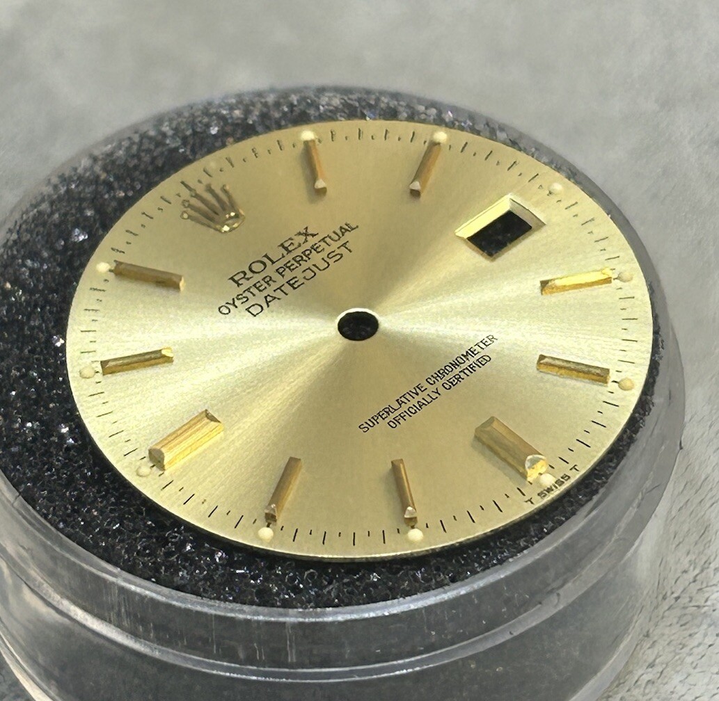 Rolex Mens Datejust Champagne Fat Gold Stick Marker Dial Ref 16013 16233
