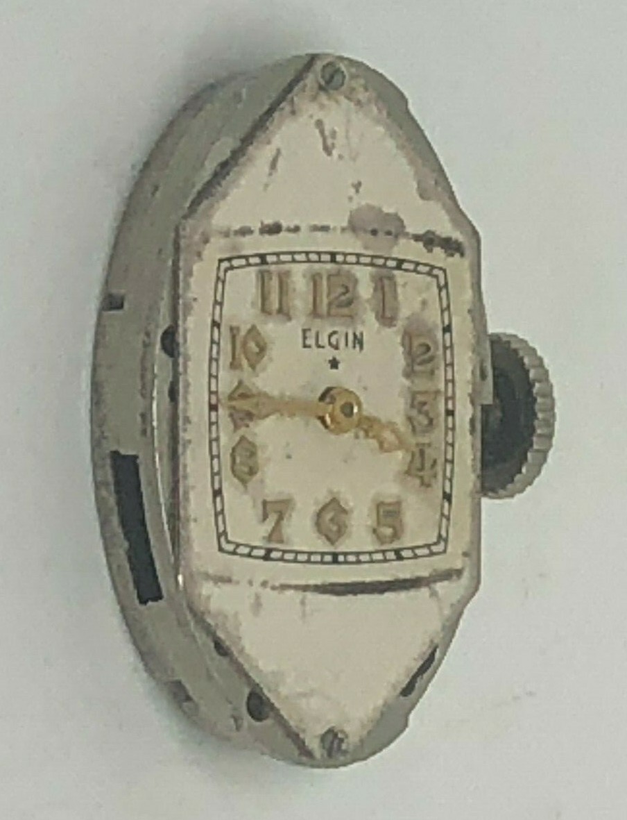 Elgin Movement 17 Jewels White Dial Gold Markers Gold Hands Original Steel Crown