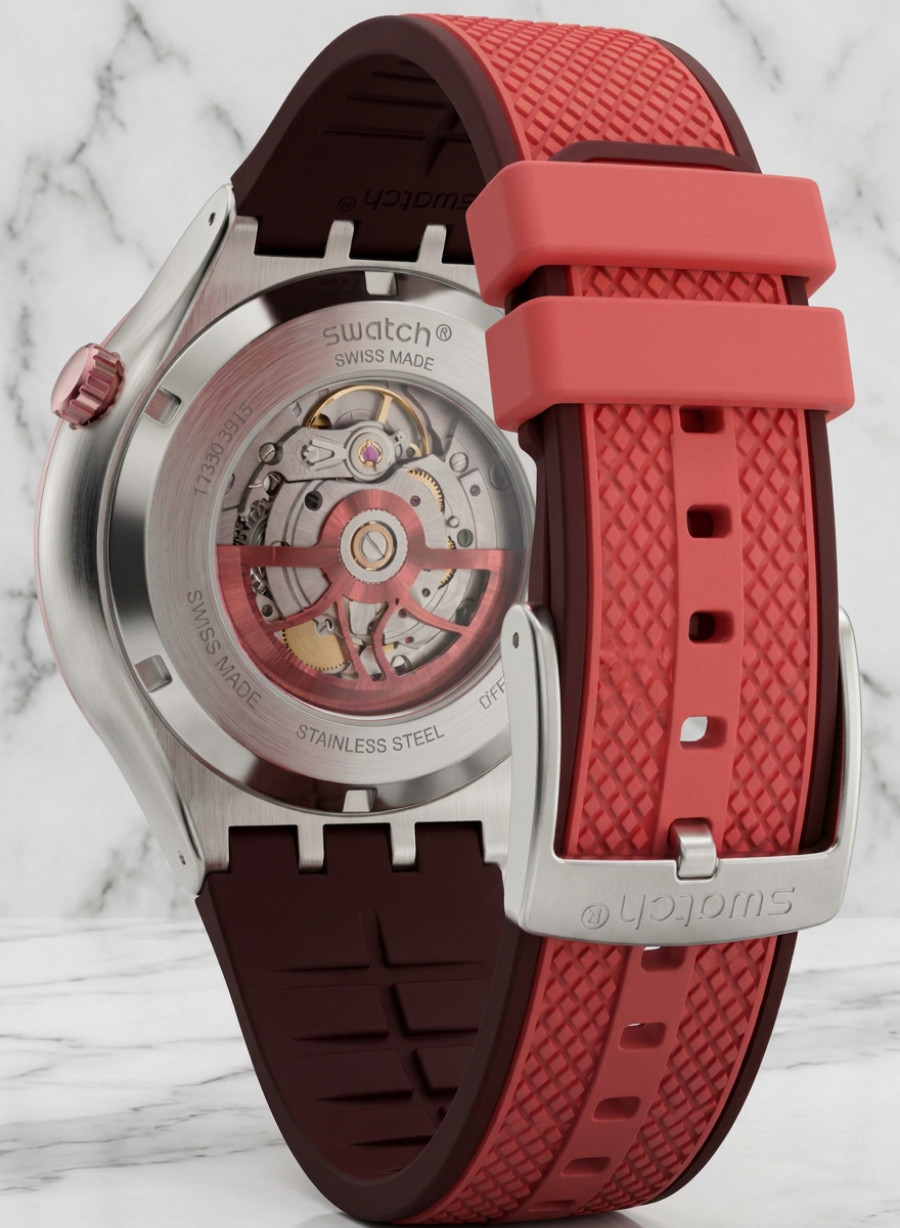 Swatch Unisex Oversized Watch Big Bold Irony Lacquered Casual Red Dial 47MM