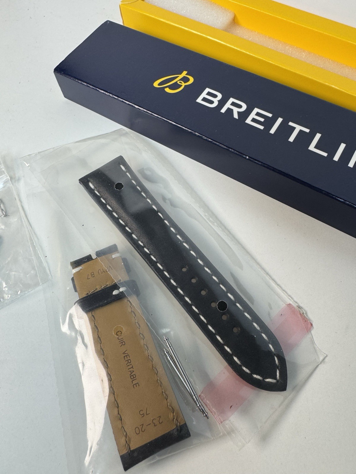 Breitling Blue Calf Leather Strap 497X 23-20mm OEM Pin Stainless-Steel Buckle