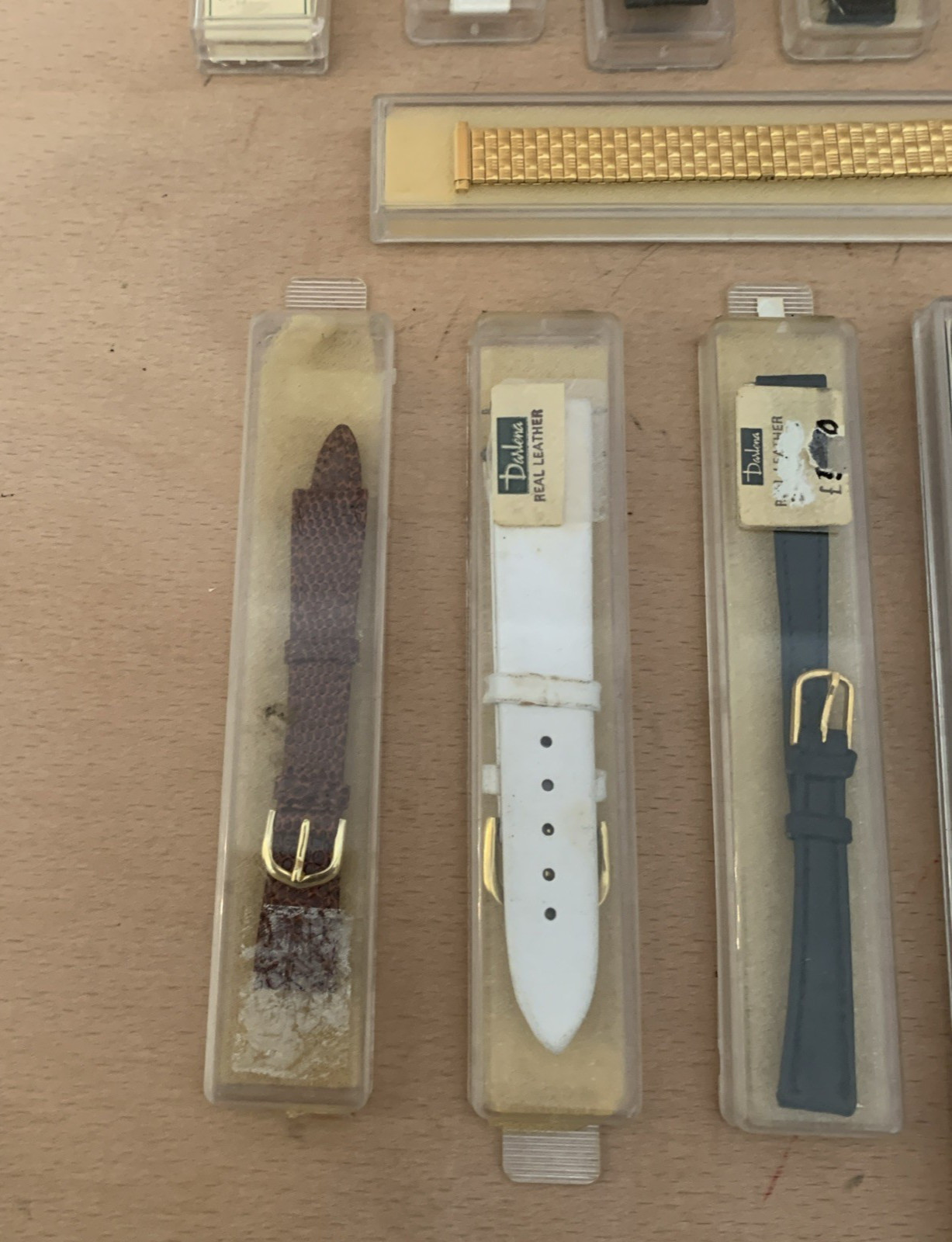Darlena X 15 Vintage Watch Straps New Old Stock Leather & 3 Hard Plated Gold