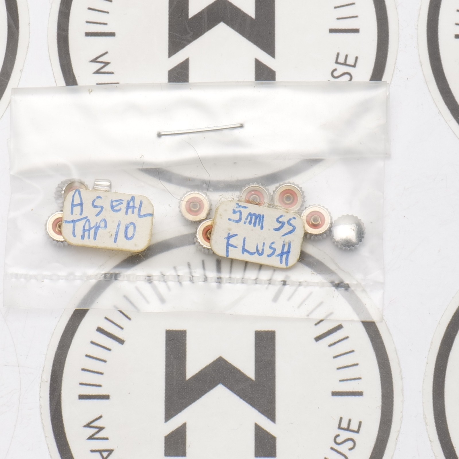 NOS Watch Crown Lot 12 SS Silver Tone 5.0mm Tap 10 Flush Post O Ring (G3D15)