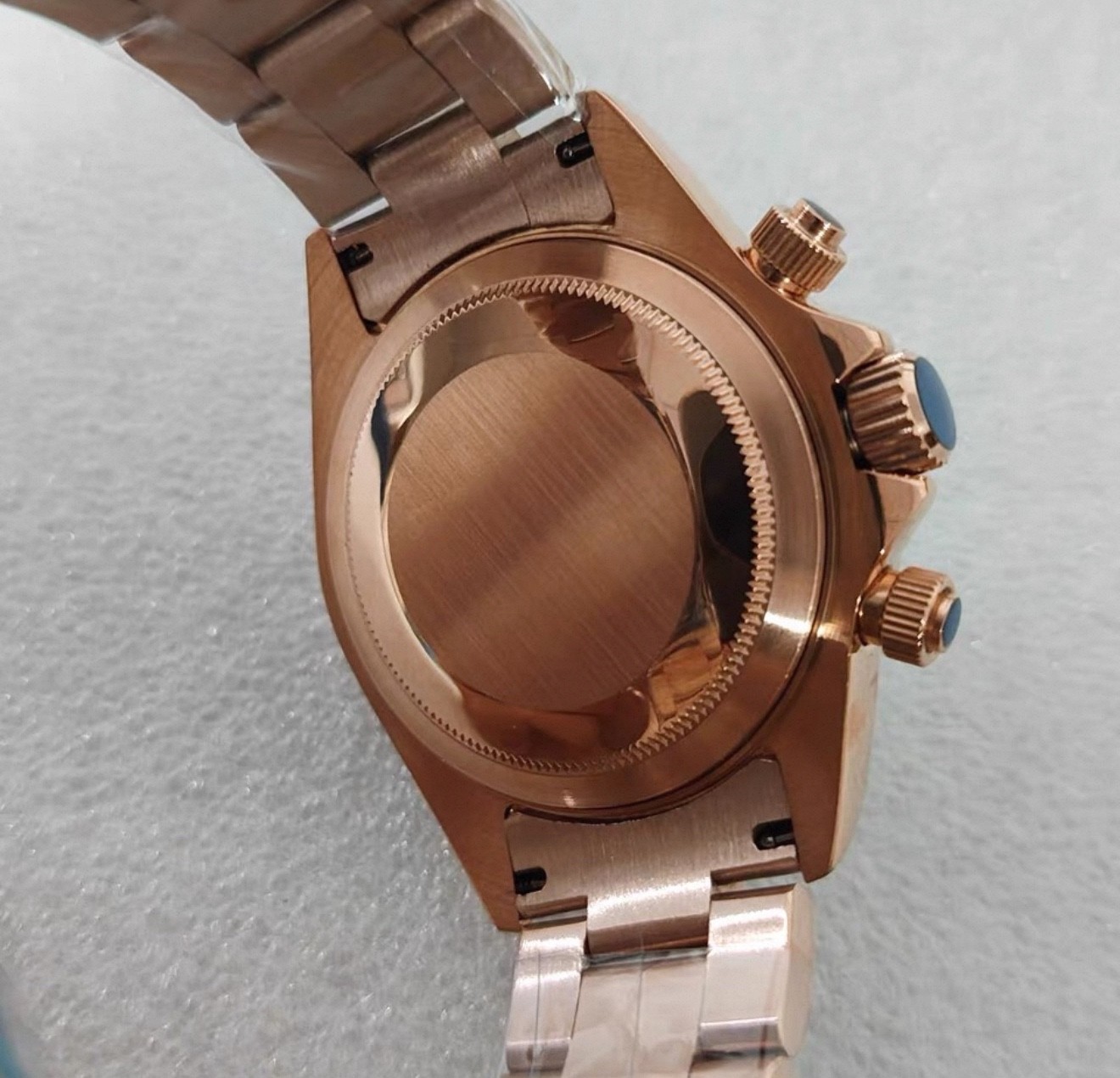 39mm Stainless Steel Rose Gold Watch Case Diamond Bezel+Bracelet Set VK63