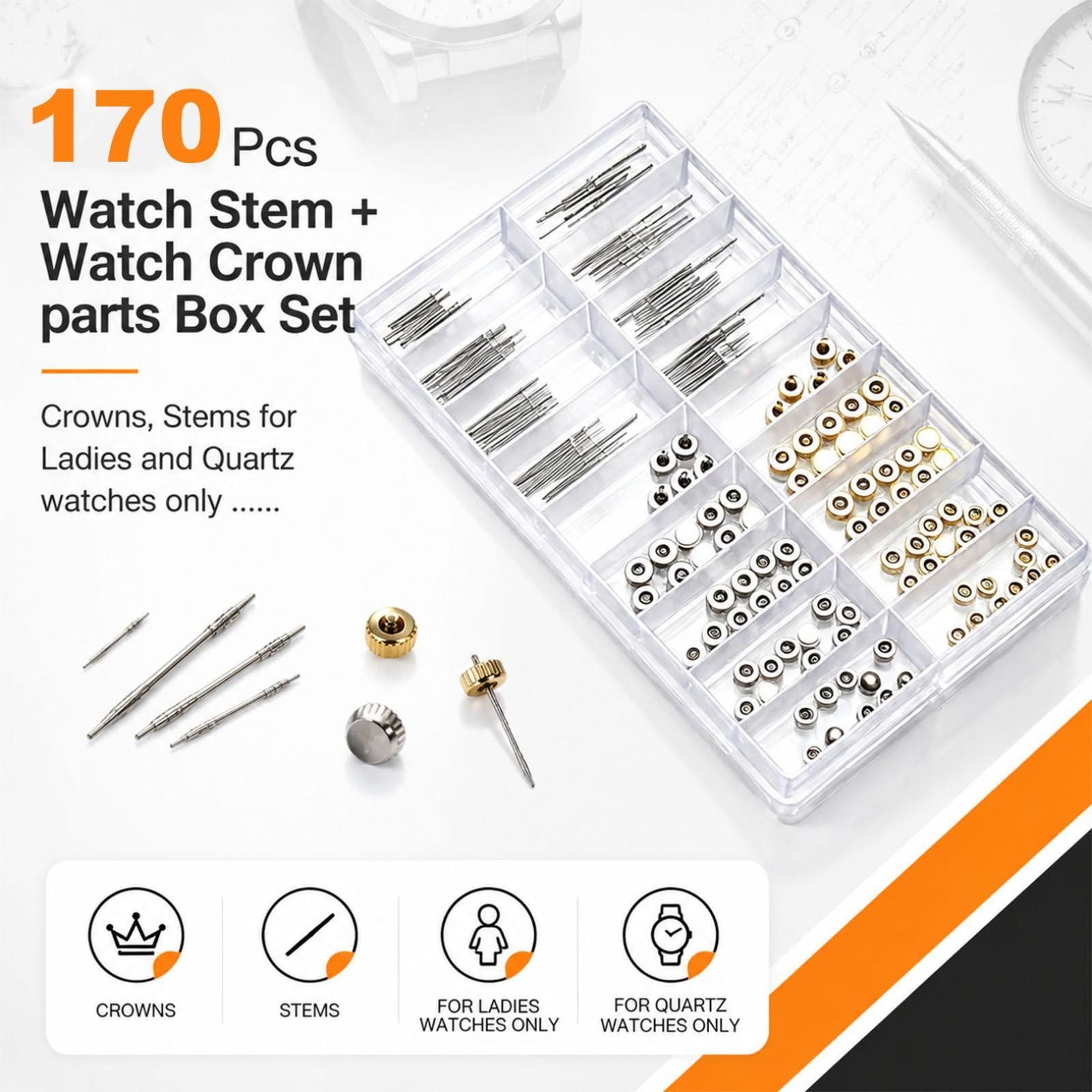 1 Set Watch Stem Watch Crown Parts Box Set Assortment Quartz Watches Parts