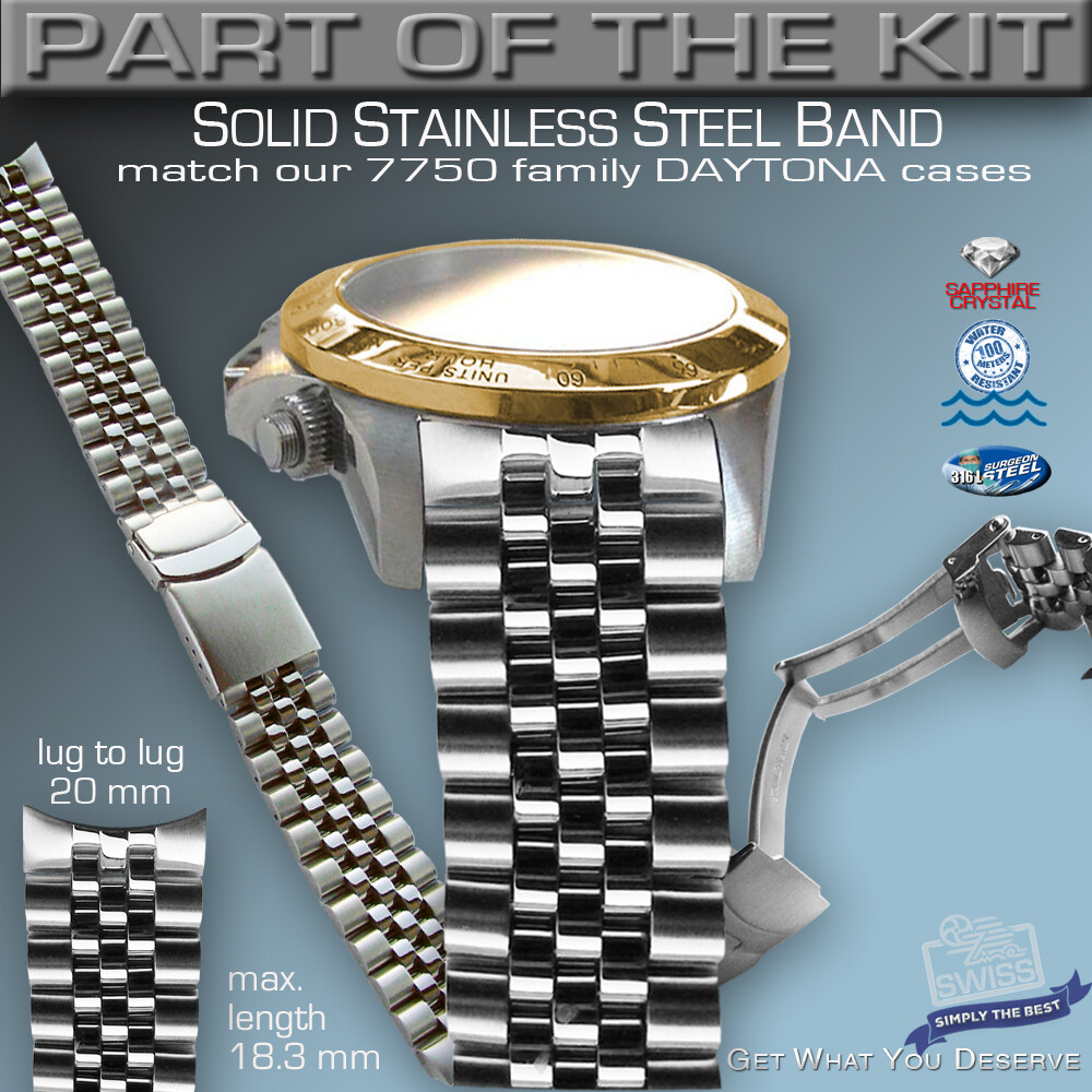 DO IT YOURSELF KIT: 7750 ETA-VALJOUX, DAYTONA, 316L, Bicolor CASE + ST-ST BAND