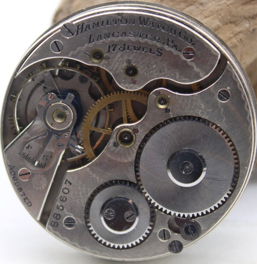 1912 HAMILTON POCKET WATCH MOVEMENT 885607 GRADE 974 16s 17j (CN)