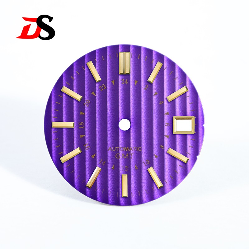 DS 28.5MM Dial Bamboo Pattern Gold Text Sunburst No Lume for NH34 GMT NH35 Dials