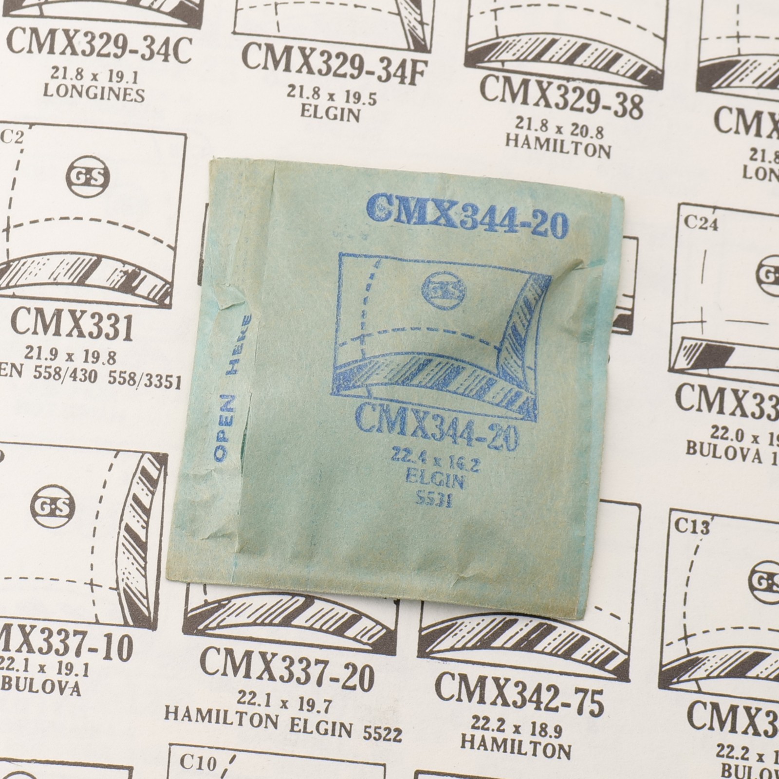Vintage GS CMX344-20 Crystal Elgin 5531 22.4 x 16.2 New Old Stock Part (MX)