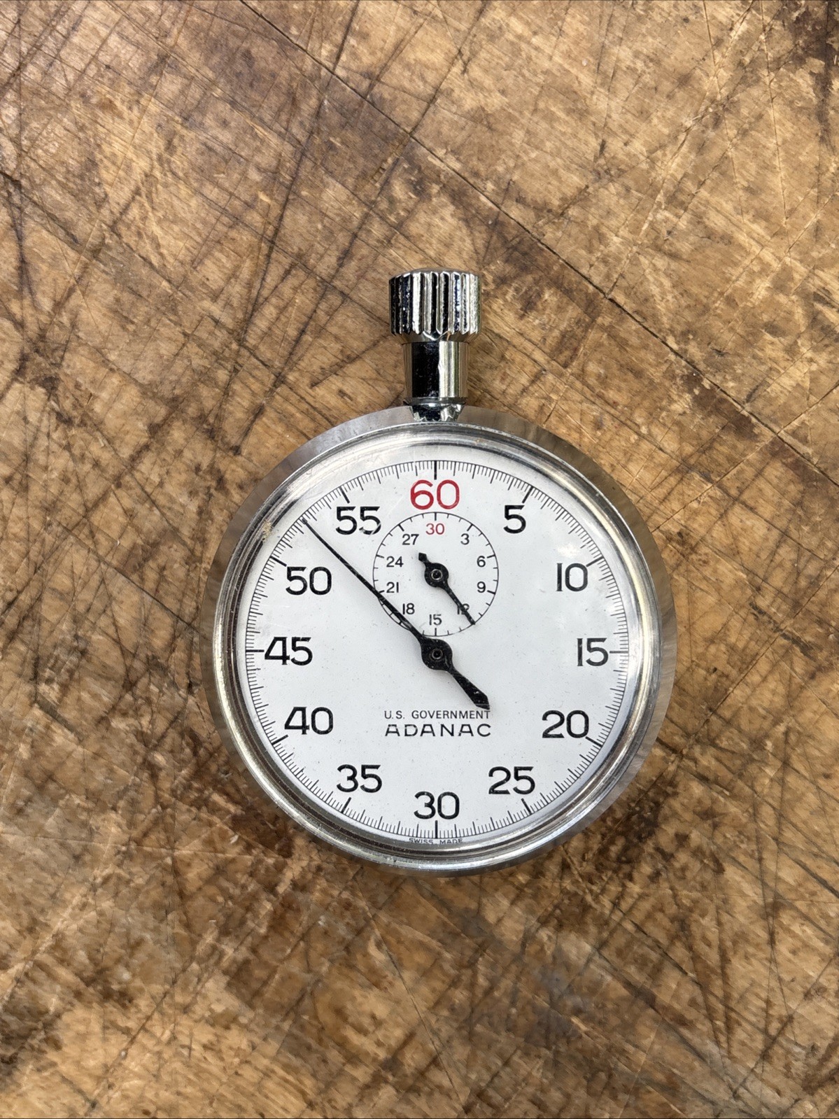 Marathon Company ADANAC 7 JEWEL STOP WATCH. US Government. Swiss Made.