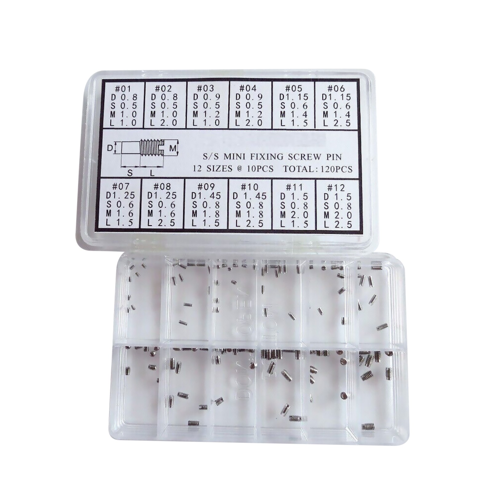 1Box 0.8mm-1.5mm Stainless Steel Mini Watch Fixing Screws Pins Assortment Set