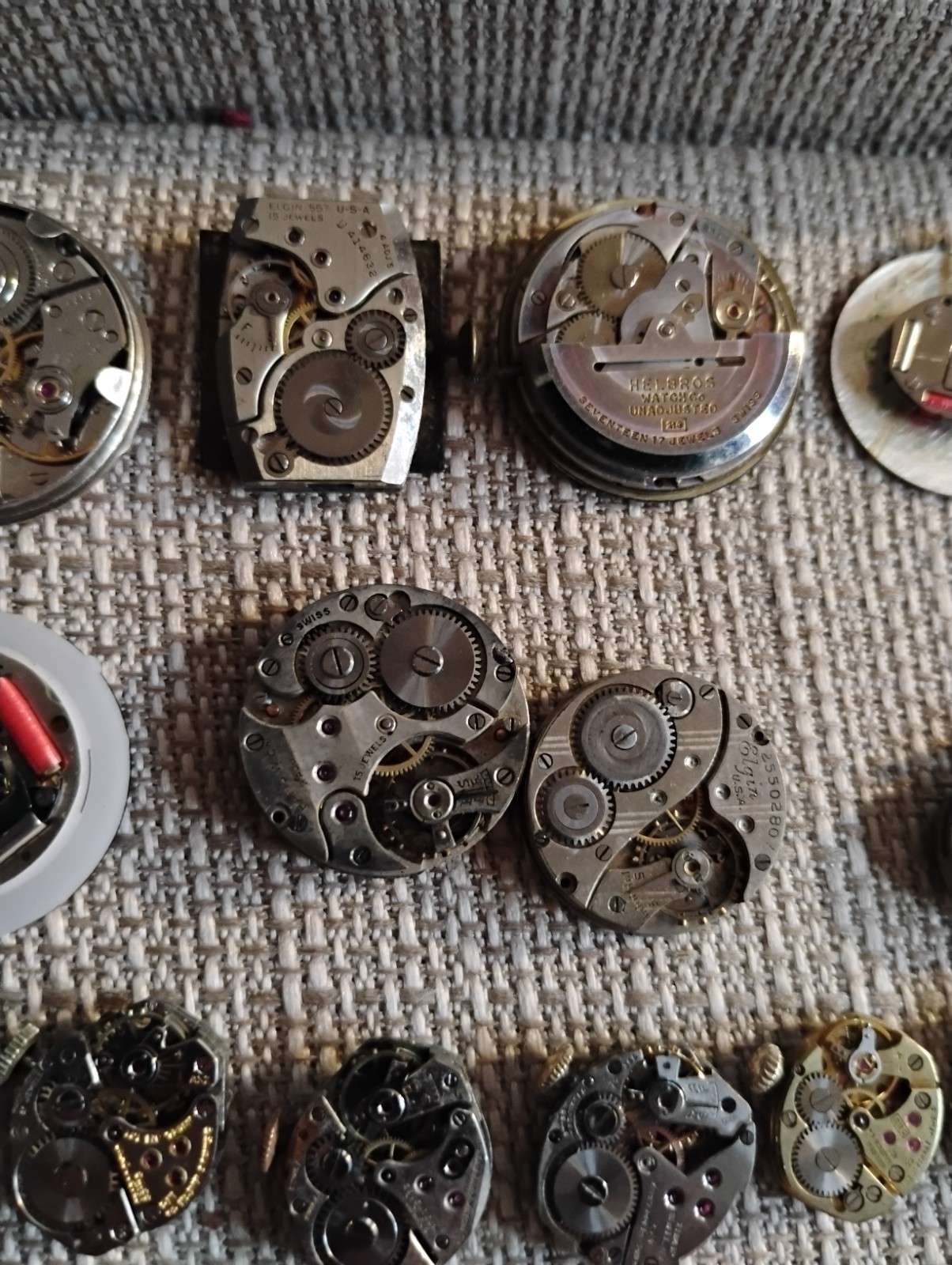 Vintage Watch Movement & Dial Lot Elgin Waltham Wittnauer