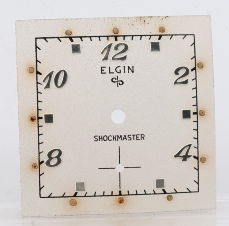 NOS ELGIN SHOCKMASTER VINTAGE TANK WRIST WATCH DIAL, 23.6×23.7mm (EP)