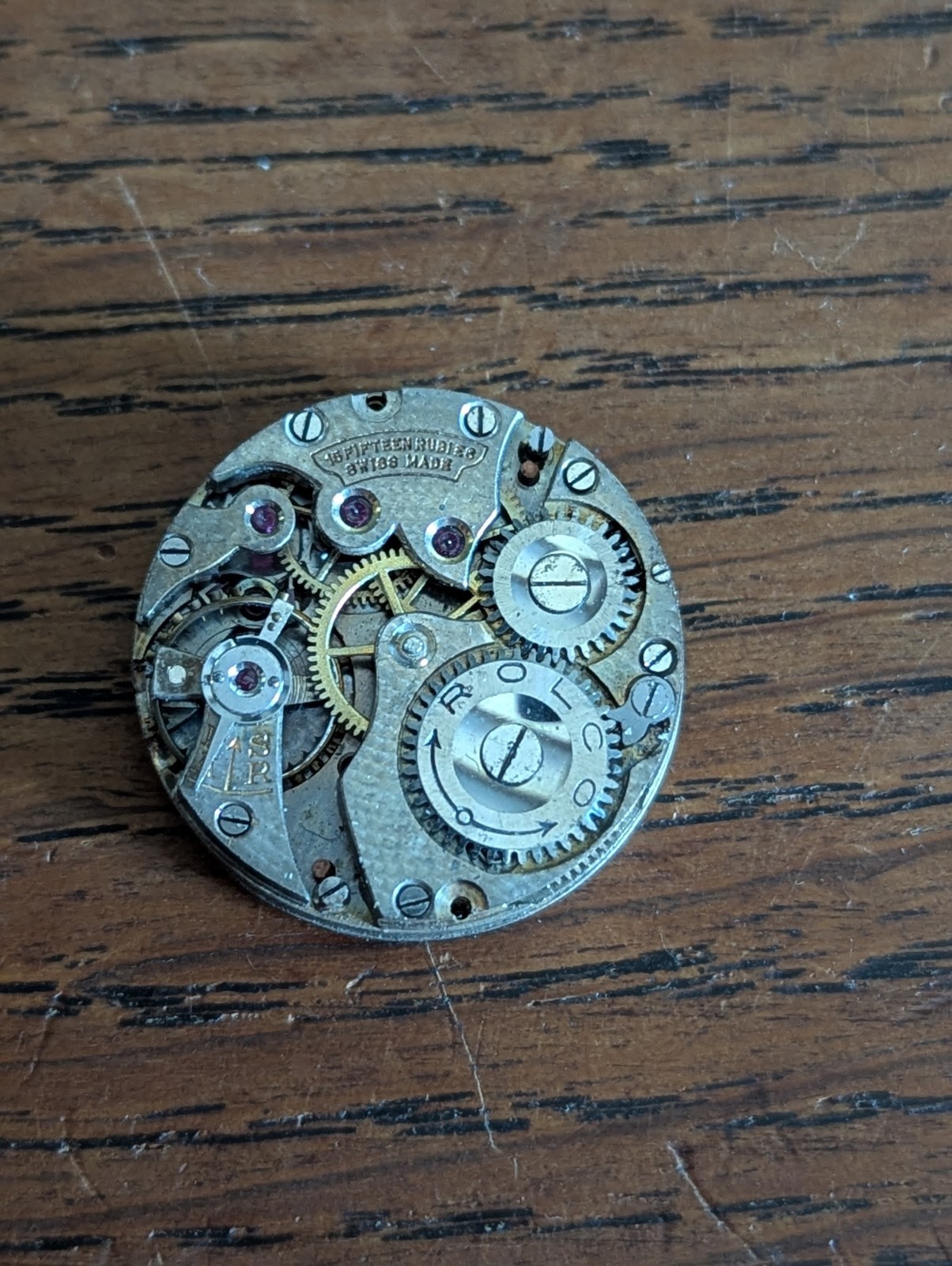 Rolco (Rolex) Watch Movement/Dial/Hands for Repair, Broken Balance, 23.6mm #S653