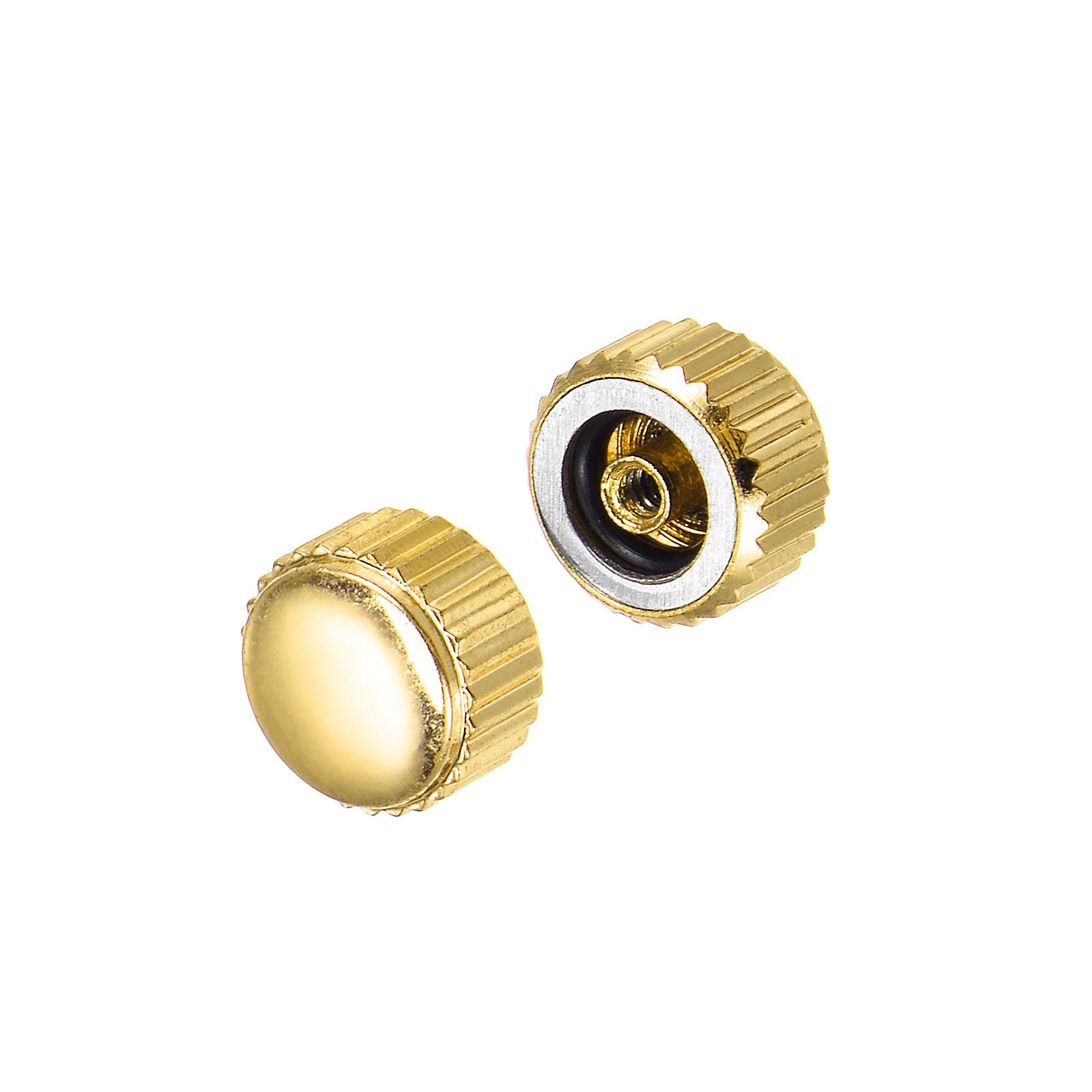 2Pcs 4.5mm Watch Crown Parts SUS304 Flat Short Stem 2.5mm ID Gold Tone
