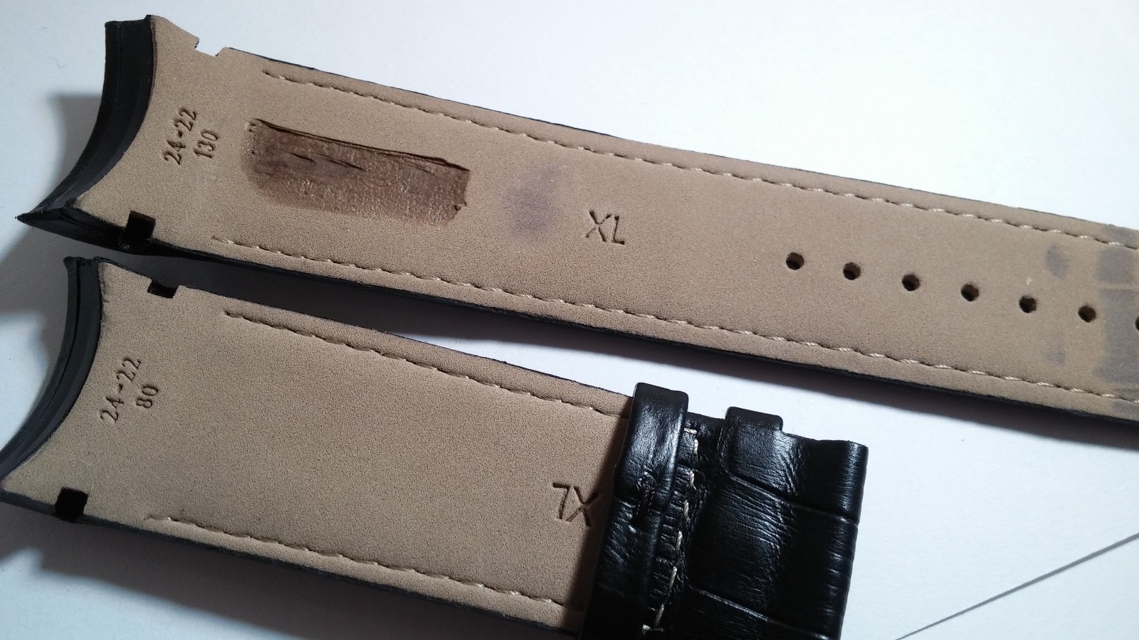 Genuine Tissot Band/Strap BLACK ALLIGATOR, 130×80 length, 24/22mm curved ends XL