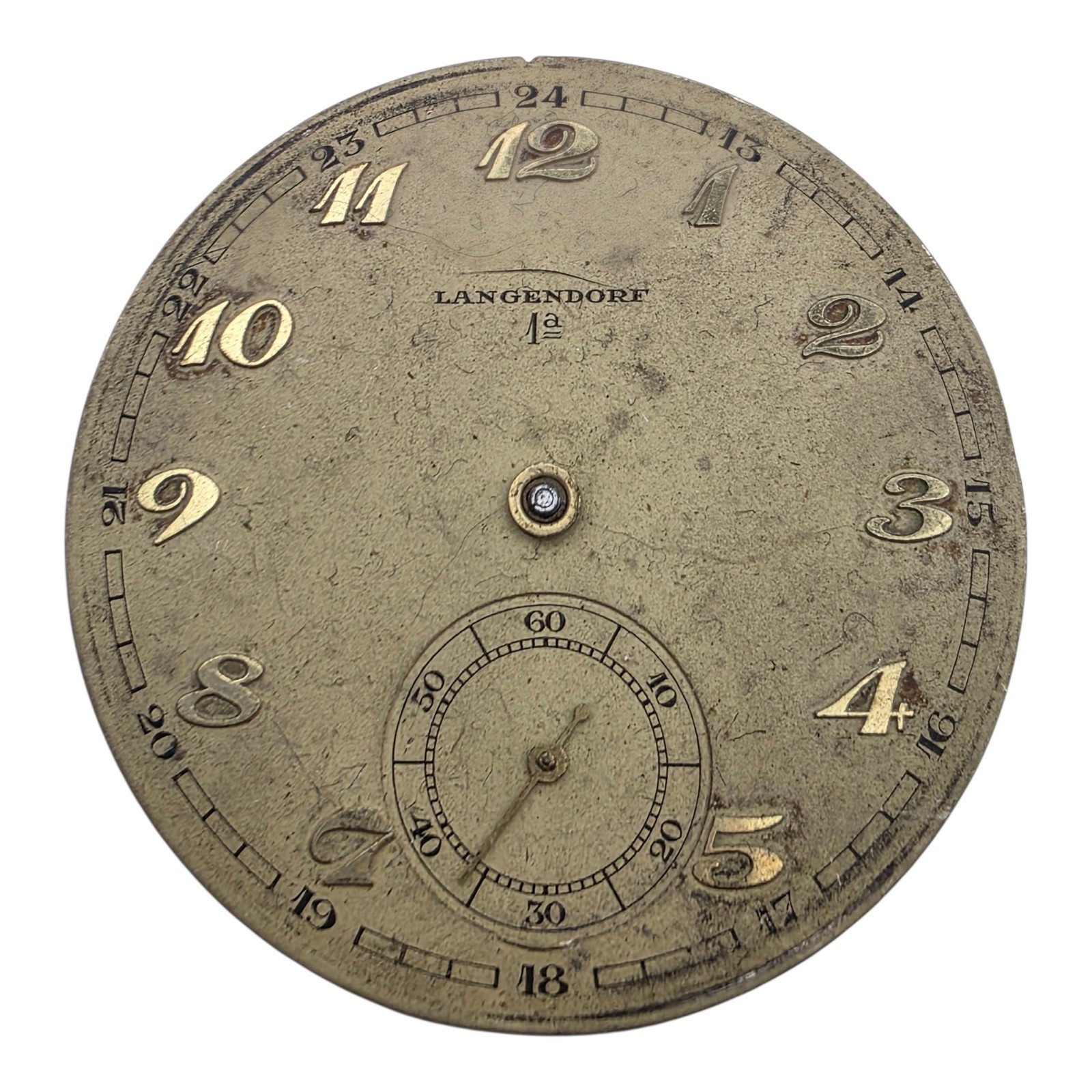 Vintage LANGENDORF 1a Swiss Pocket Watch Movement + Dial 47mm Lot 507