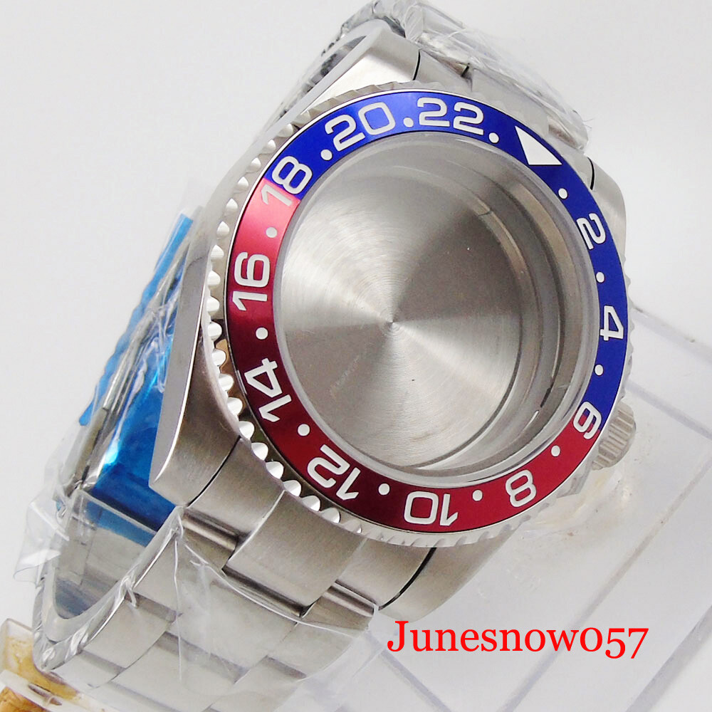 40MM Fit NH35 NH34A Automatic Watch Case Oyster Bracelet Flat Sapphire Crystal