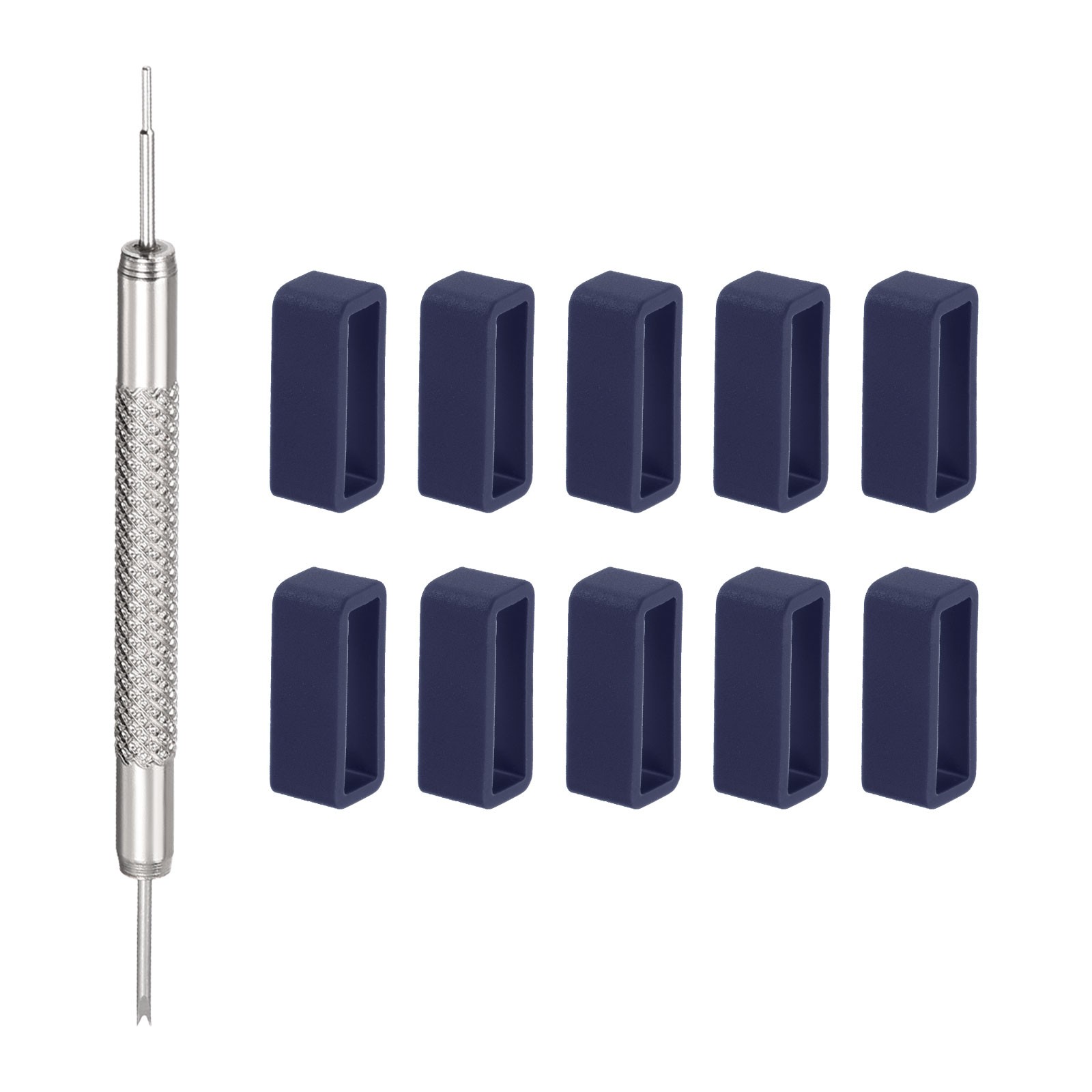 10pcs Watch Strap Loop 20mm Rubber Watch Holder with Spring Bar Tool Dark Blue