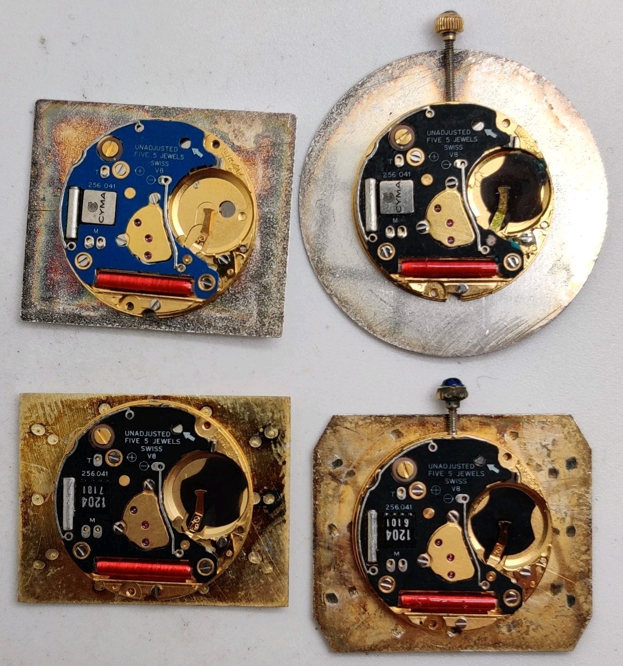 Lot Of 4 ETA 256.041 Swiss quartz movements For Repair