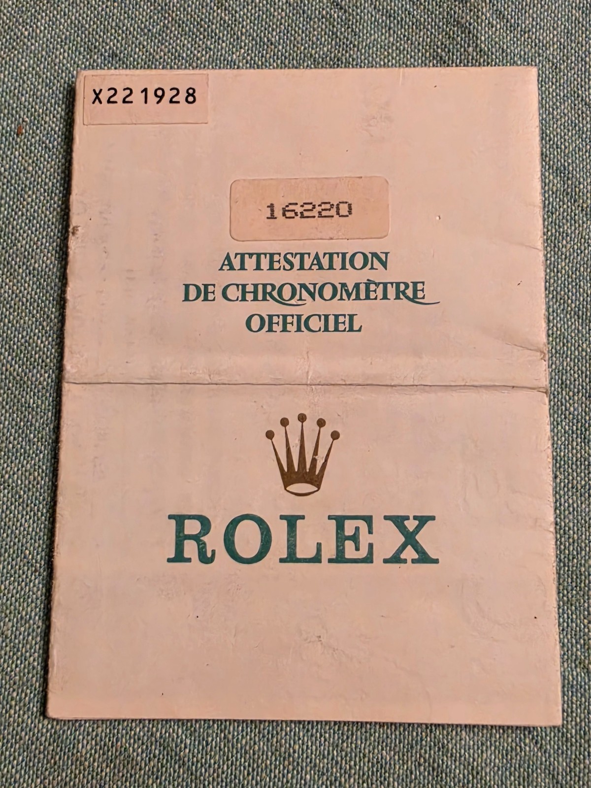 GENUINE ROLEX 16220 PAPERS “X” SERIES