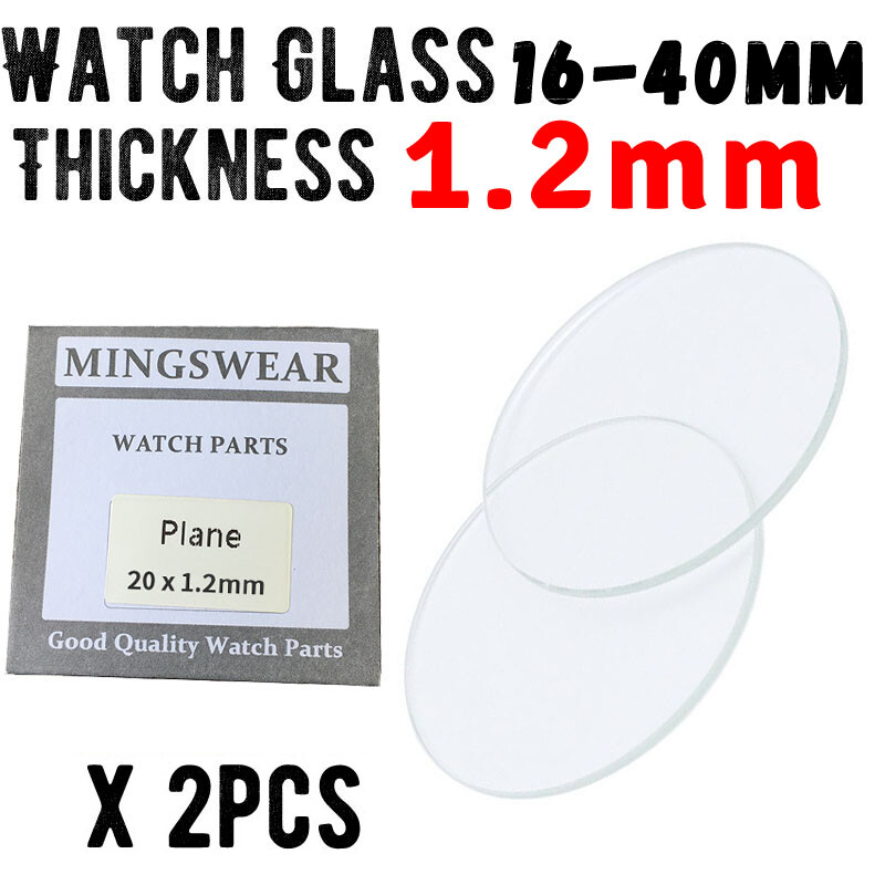 2PCS Thick 1.2mm Flat Round Watch Glass Crystal 16mm-40mm Lens Repair Tool Parts