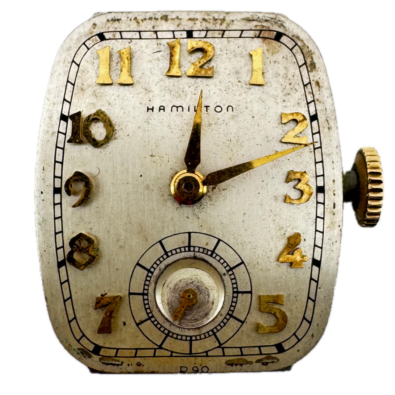 Vintage 20.5mm Hamilton Raised Numbers 19J Wristwatch Movement 982 Pinstriped
