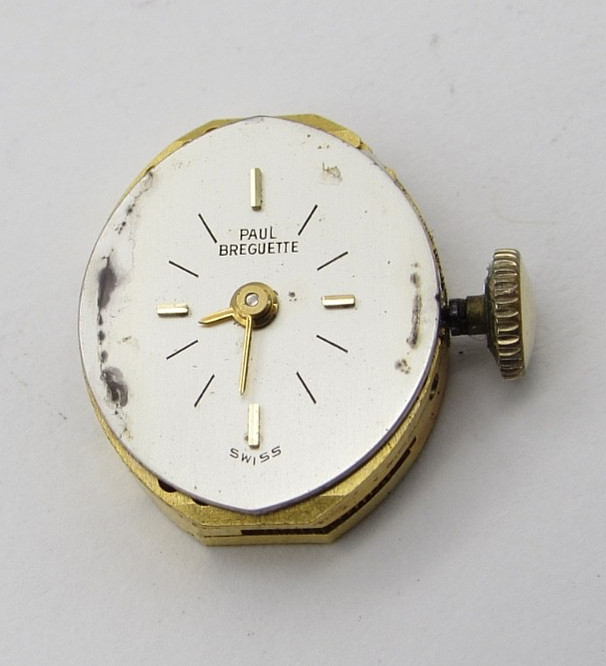 Paul Breguette Swiss 17j PXT Movement w/ Dial & Crown Balance Ticks Parts Resto