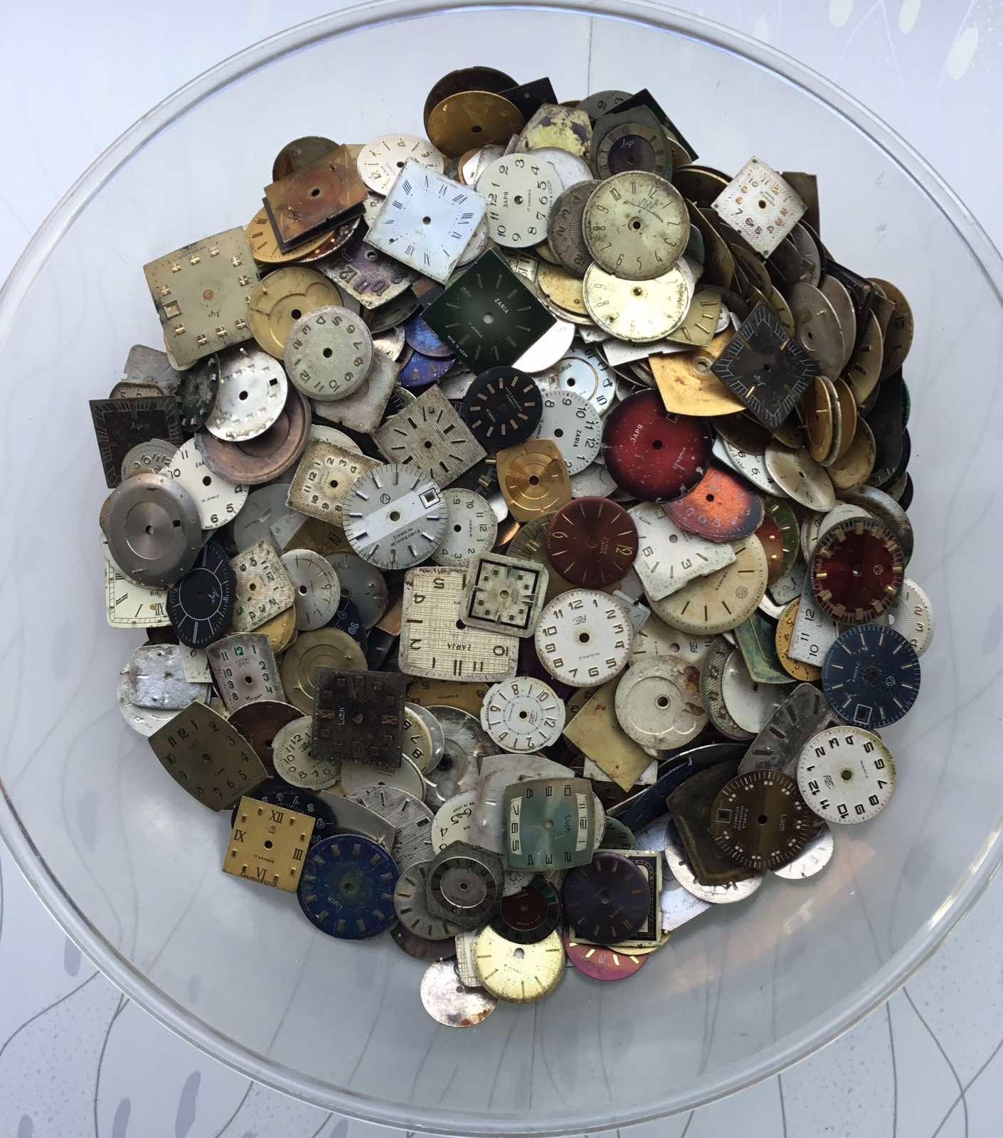 Lot 1000 pieces of used vintage ladies watch dials faces Steampunk Art DIY GOOD