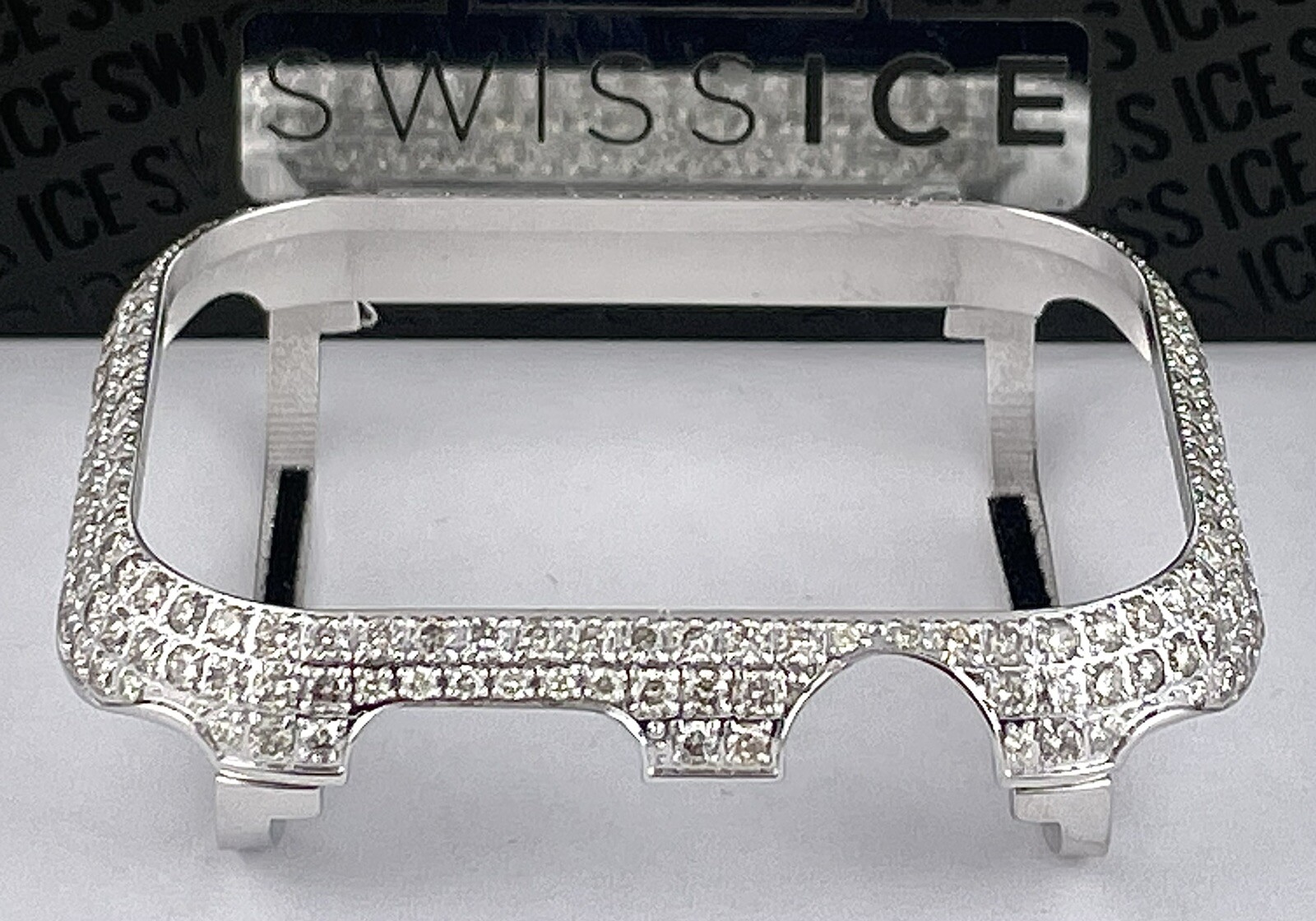 Custom Stainless Steel 3.5ct Genuine Diamonds Bezel/Case For Apple Watch 44mm