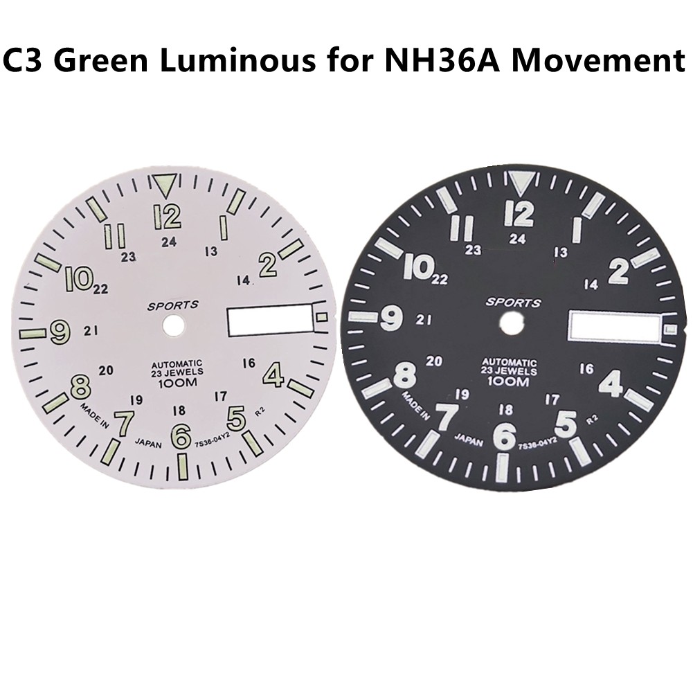 28.5mm C3 Green Luminous Watch Dial Face for NH36A Automatic Mechanical Movement