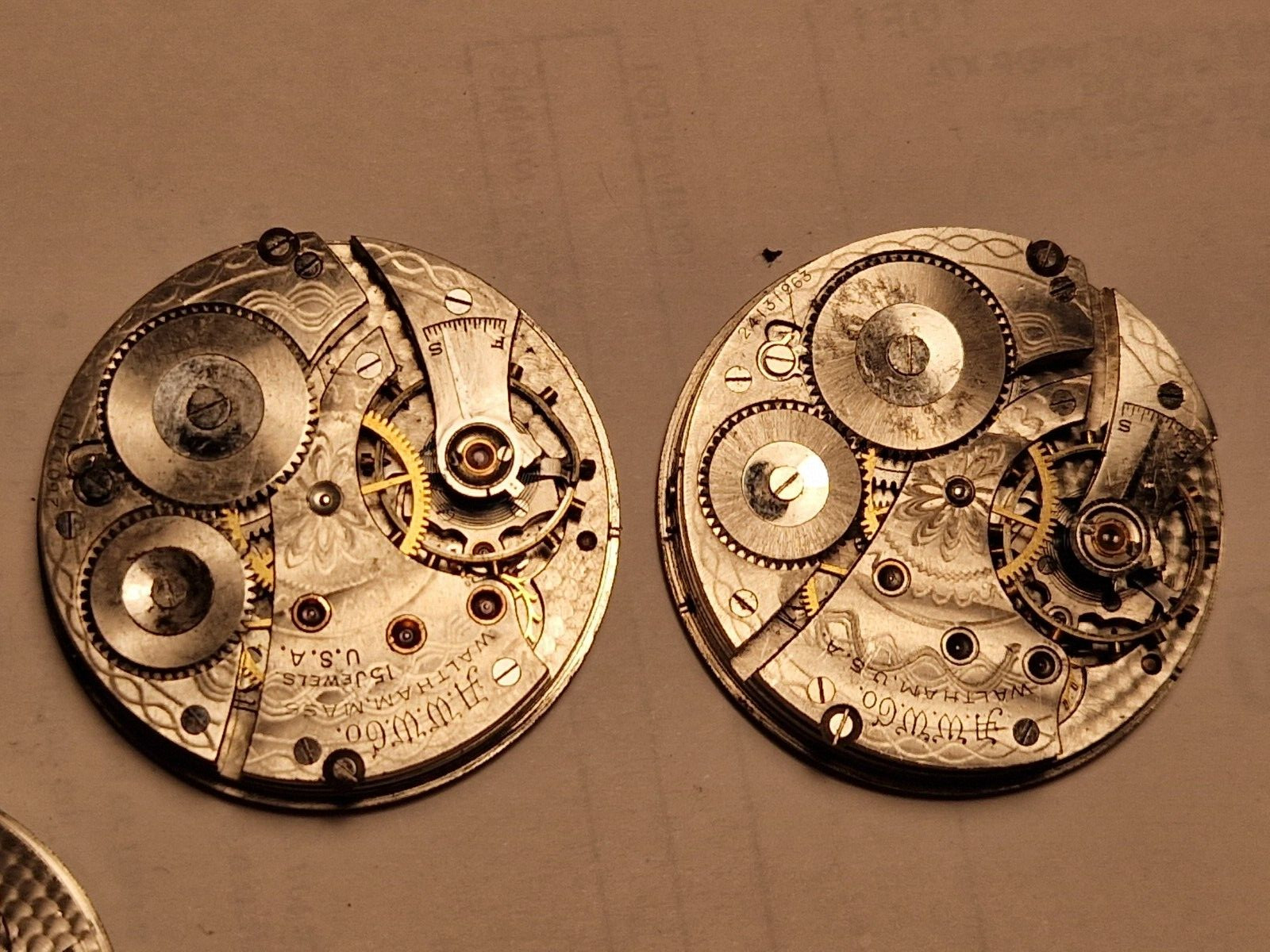 Antique Pocket watch movements American Waltham and Elgin projects