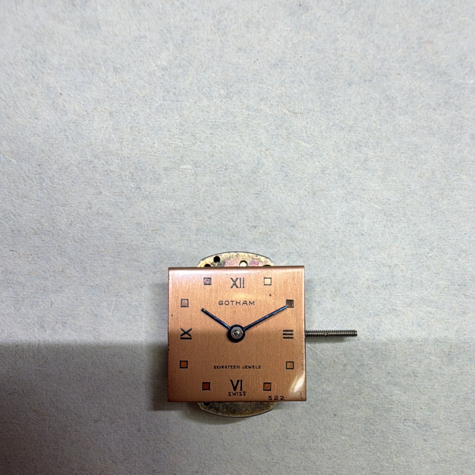 Gotham Swiss 17J Mechanical Manual Watch Movement w/ Dial & Hands 522/6262