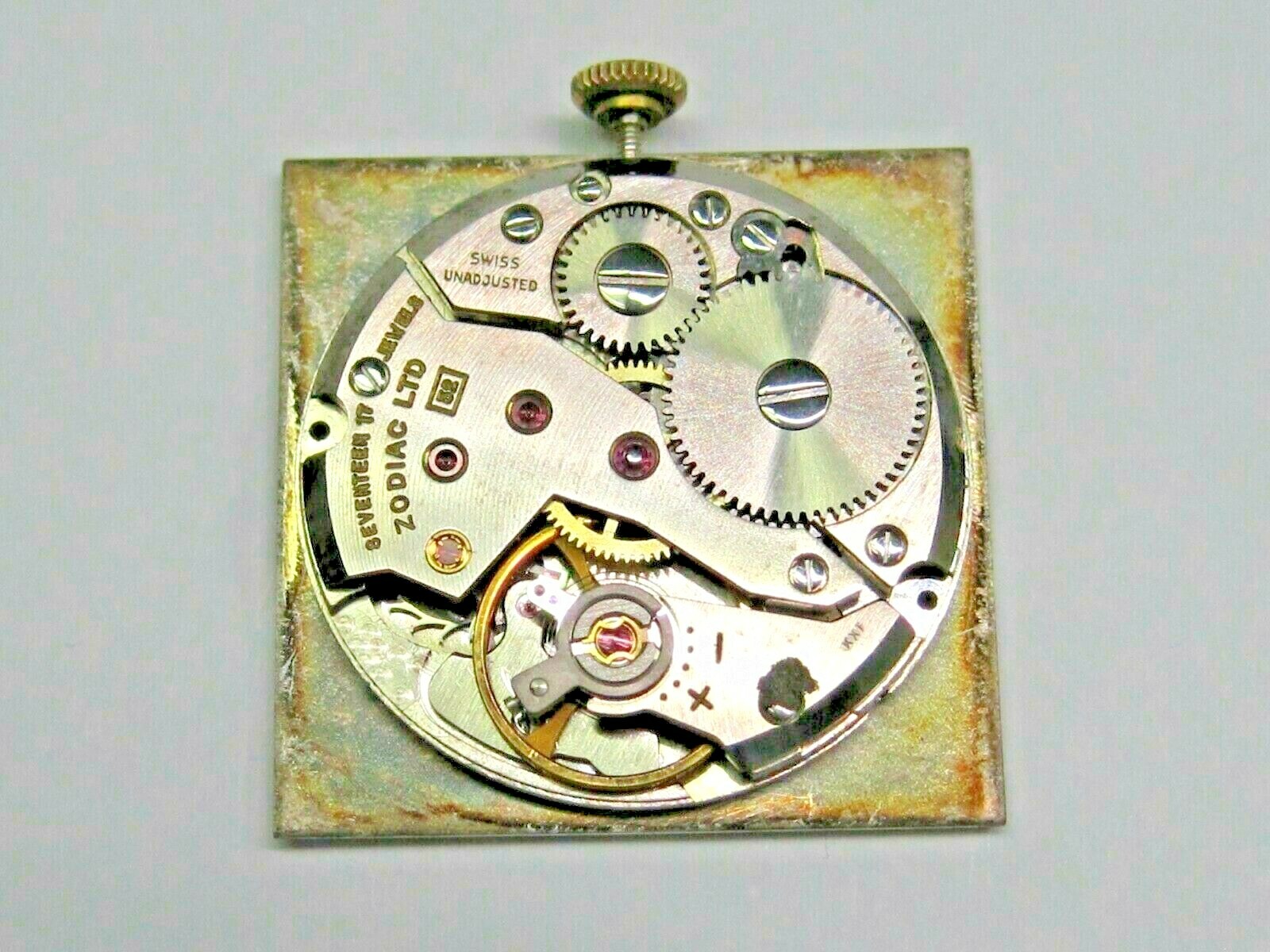 Vintage Gents ZODIAC Movement-Swiss Made White Face -17 Jewels # 52 +