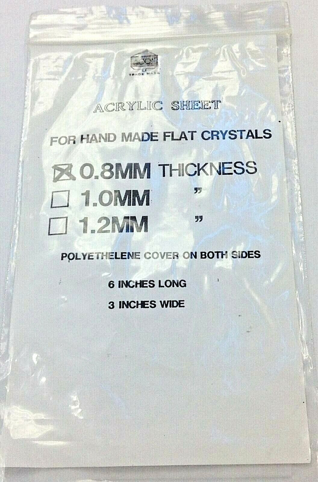 New Acrylic Sheet for Hand Made Flat Watch Crystals 0.8mm Thick