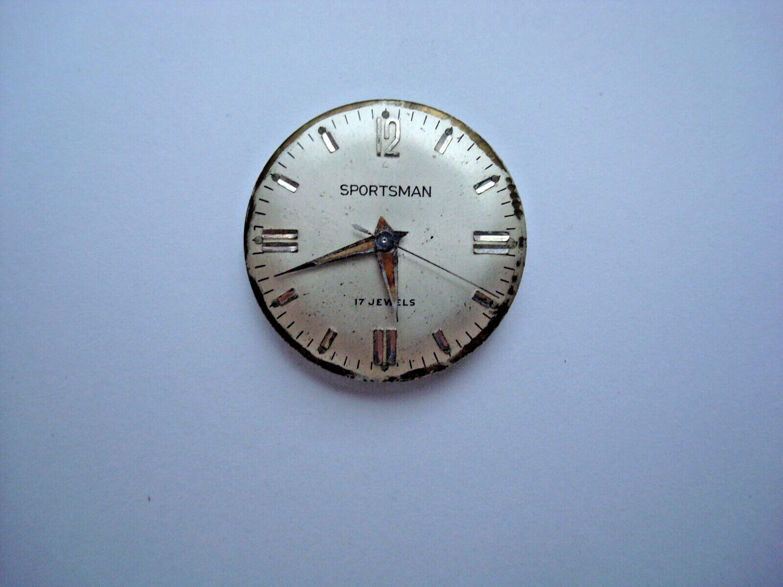 Sportsman Men’s Watch Movement 17j. Manual Wind up AS Is for Parts- Read