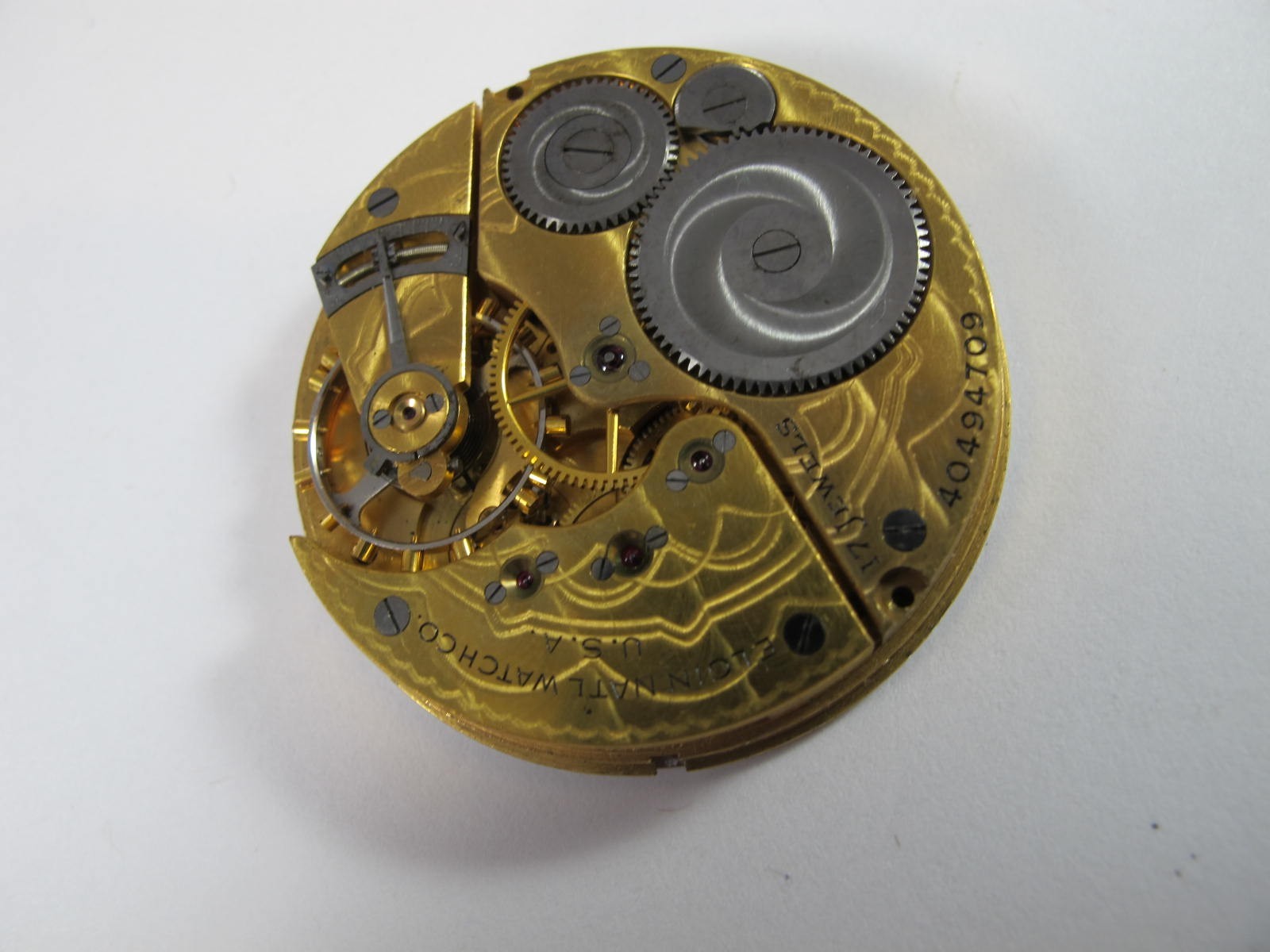 ELGIN MENS 1942 16S ELGIN 17J GRADE 347 WATCH MOVEMENT WITH MILITARY DIAL HANDS