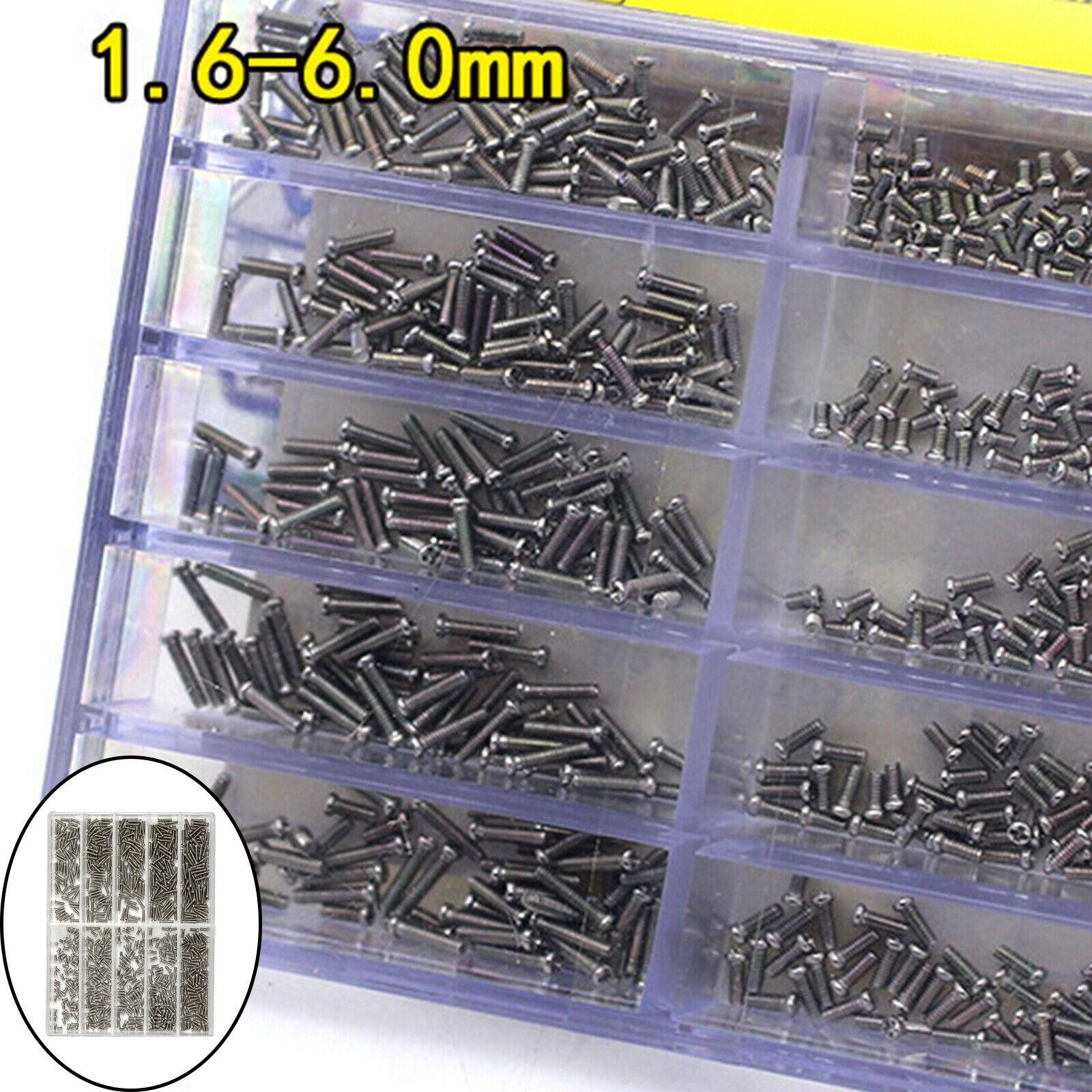 500-600Pack Steel Watch Back Cover Cross Screw Assortment Watchmaker Repair Part